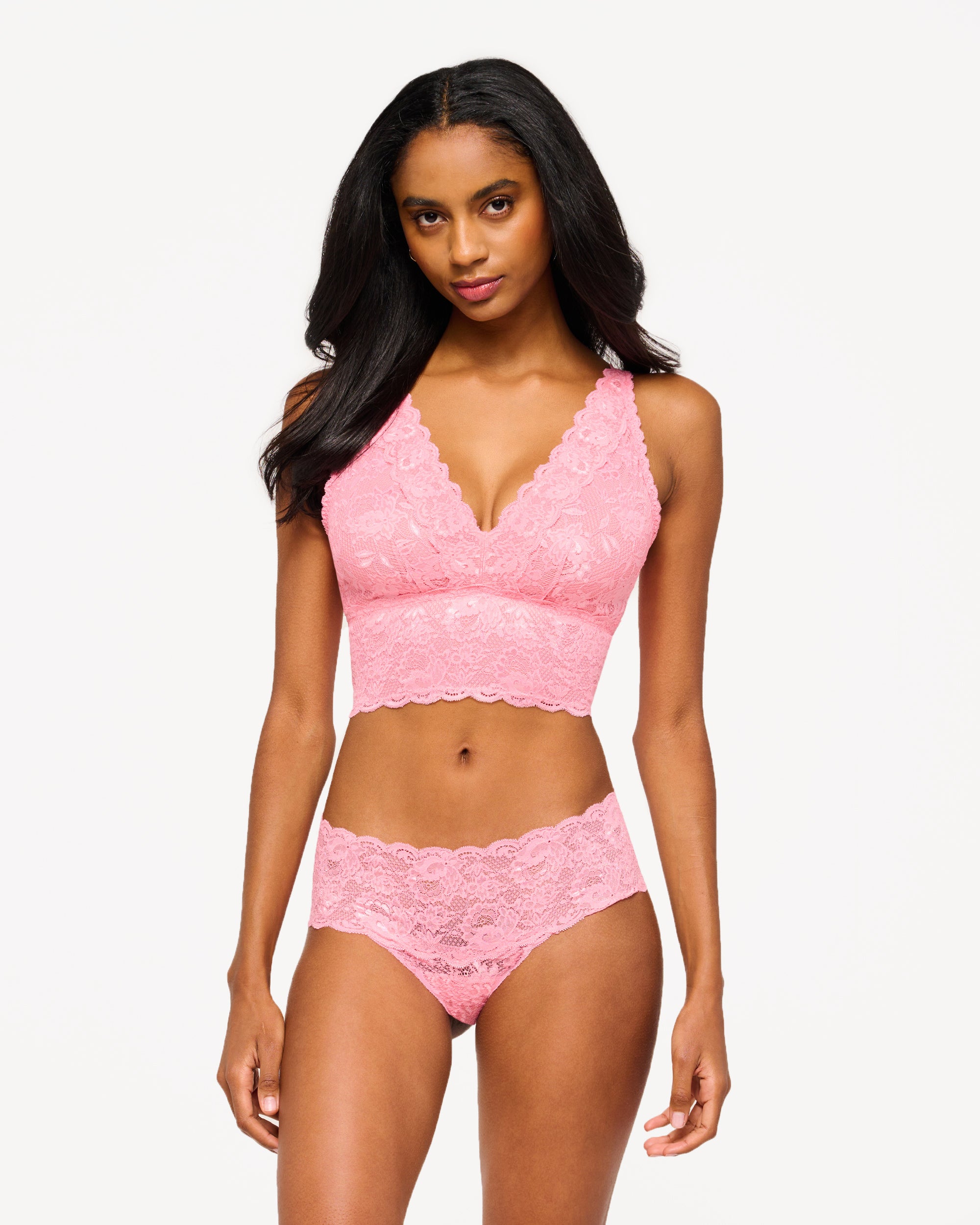 Pink Bralette - Never Say Never Curvy Plungie Longline Bralette