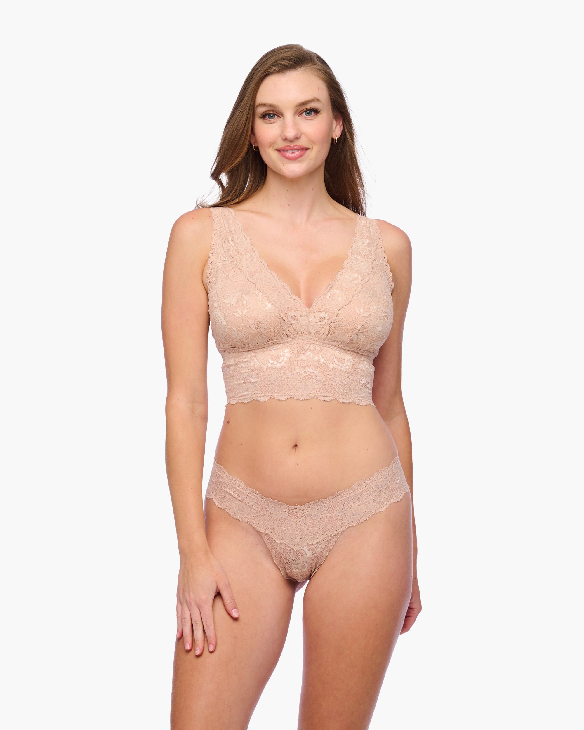 Beige Bralette - Never Say Never Bralette Curvy Plungie Longline