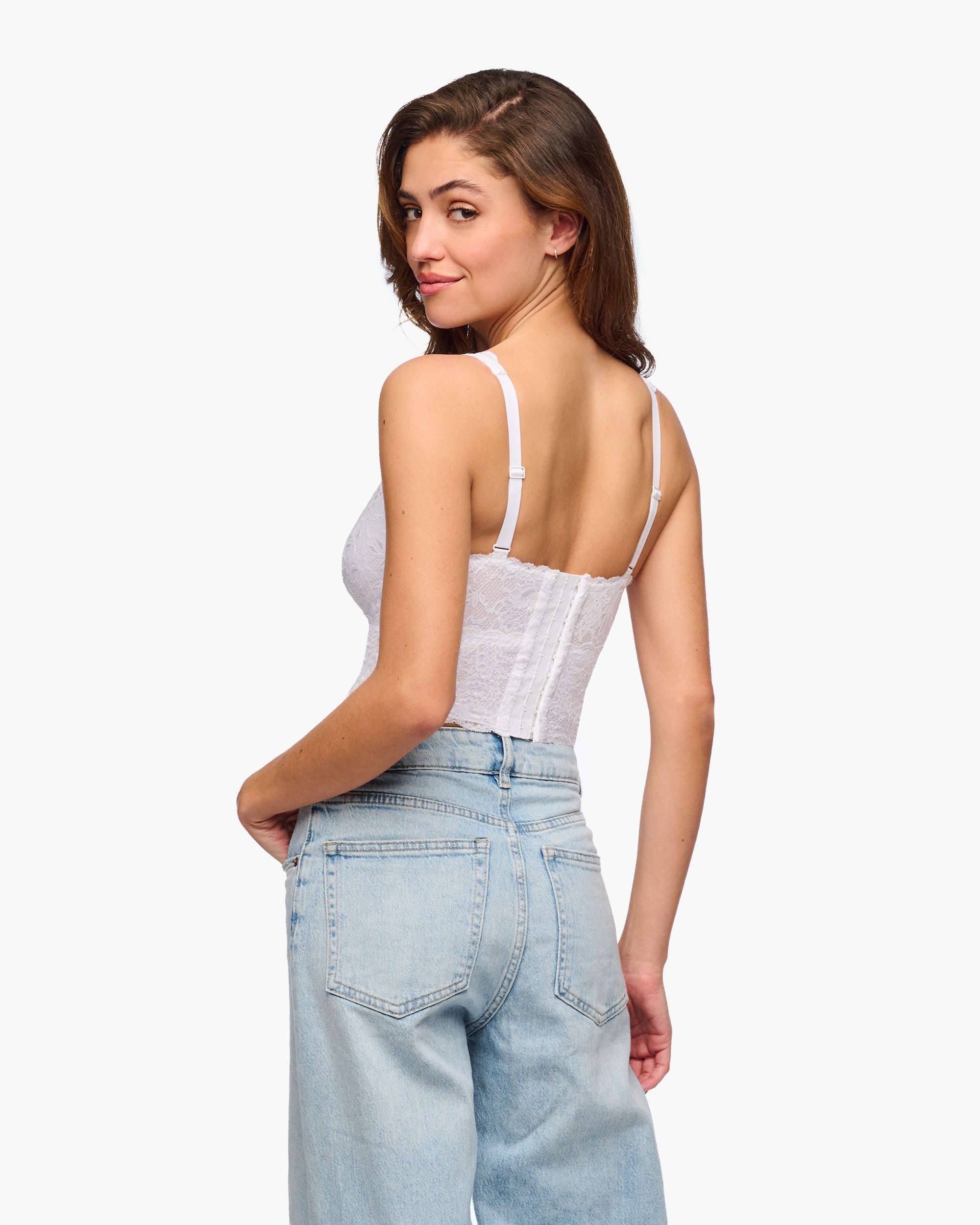 White Bralette - Never Say Never Curvy Plungie Longline Bralette