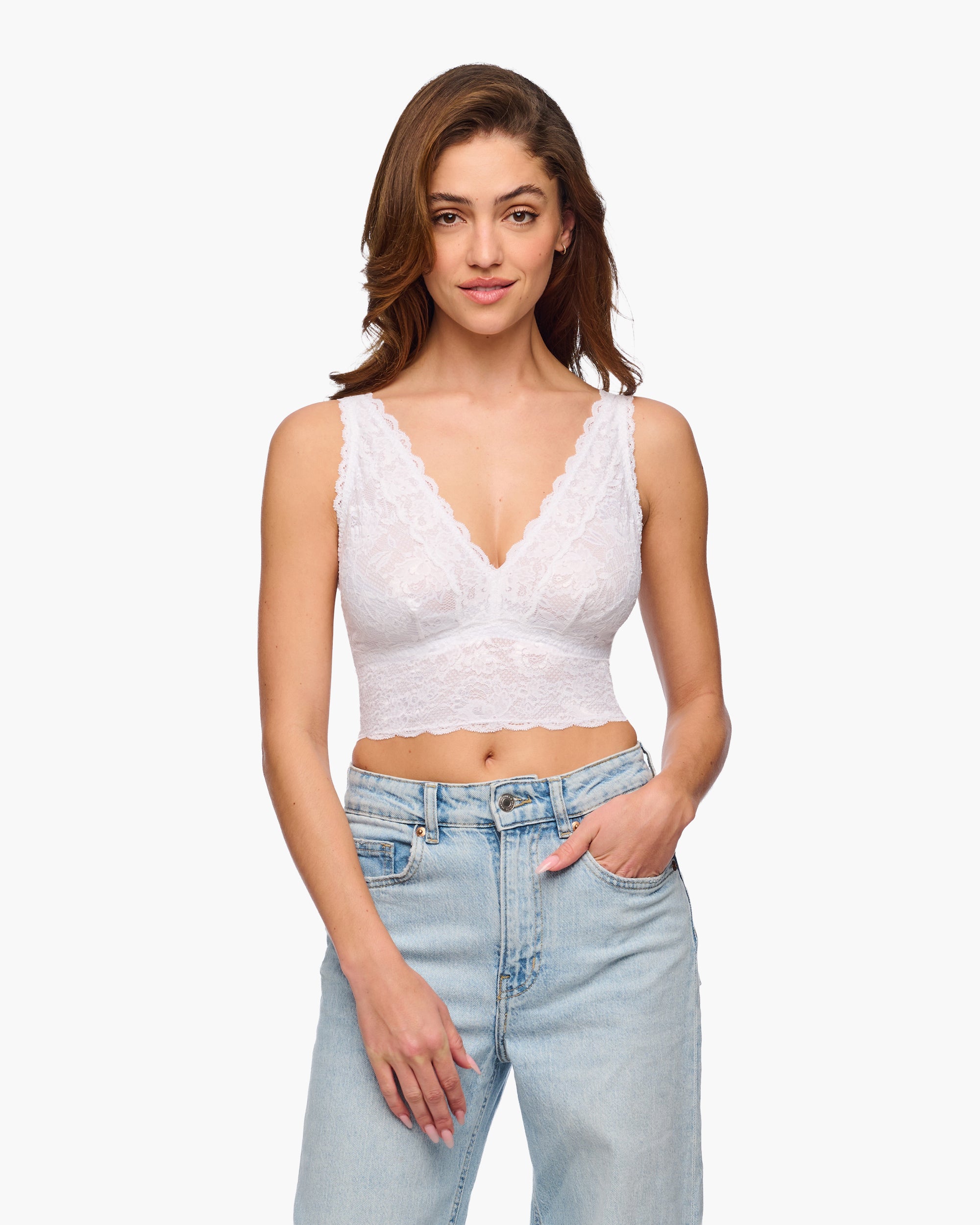 White Bralette - Never Say Never Curvy Plungie Longline Bralette