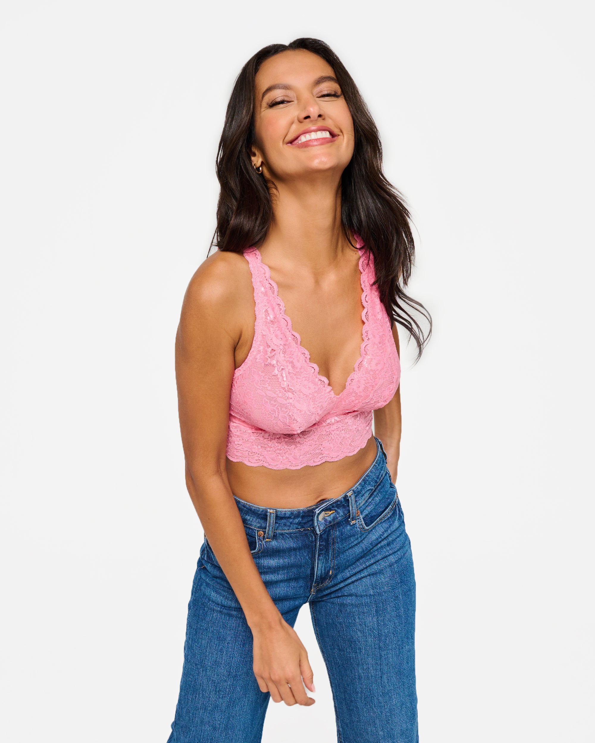 Pink Bralette - Never Say Never Plungie Longline Bralette