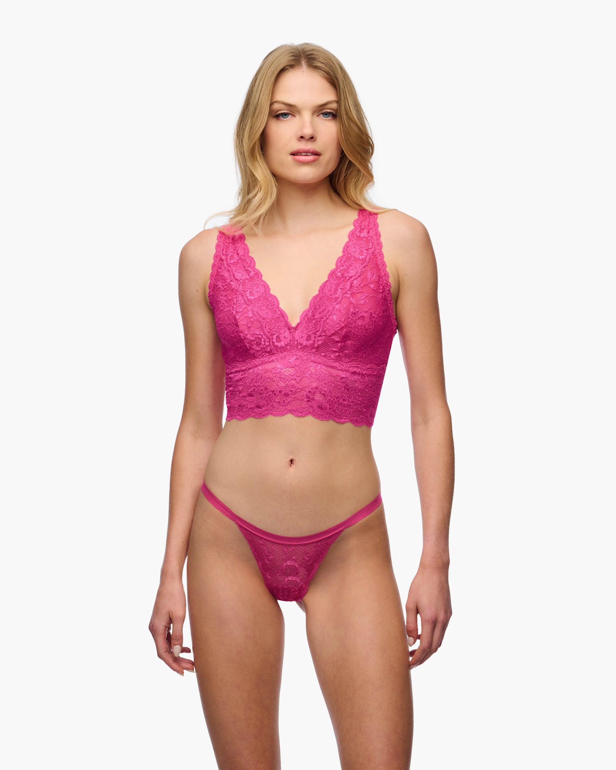 Pink Bralette - Never Say Never Plungie Longline Bralette