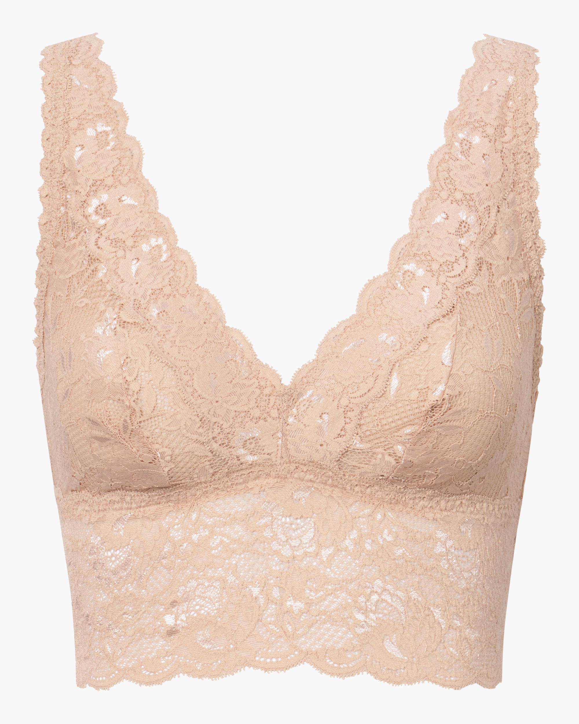 Beige Bralette - Never Say Never Brassière Décolleté Plongeant Longline