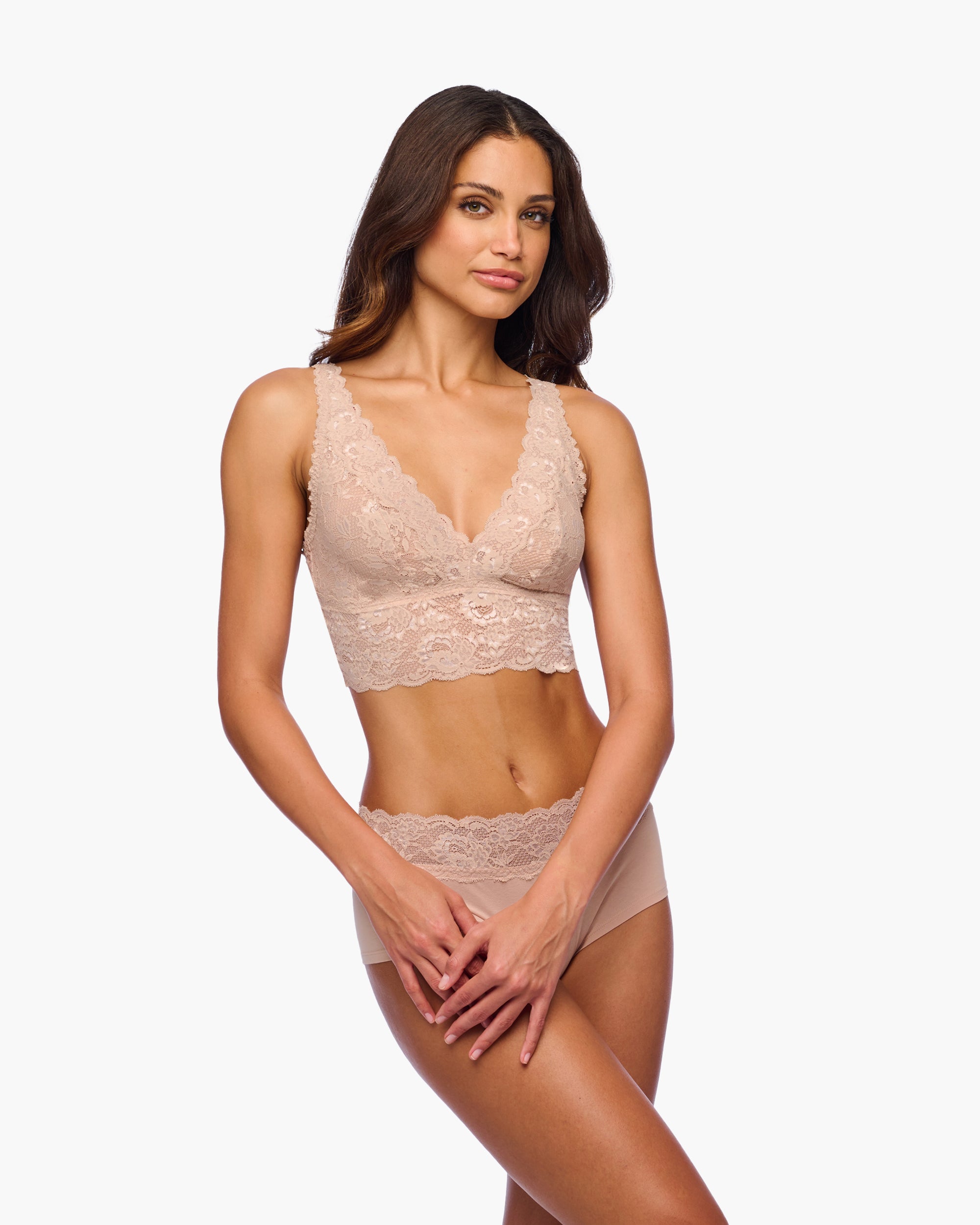 Beige Bralette - Never Say Never Brassière Décolleté Plongeant Longline