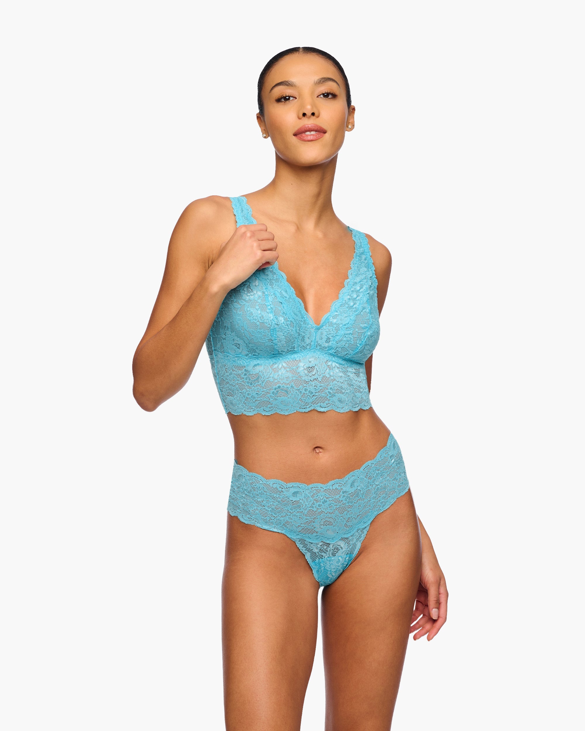 Blue Bralette - Never Say Never Plungie Longline Bralette