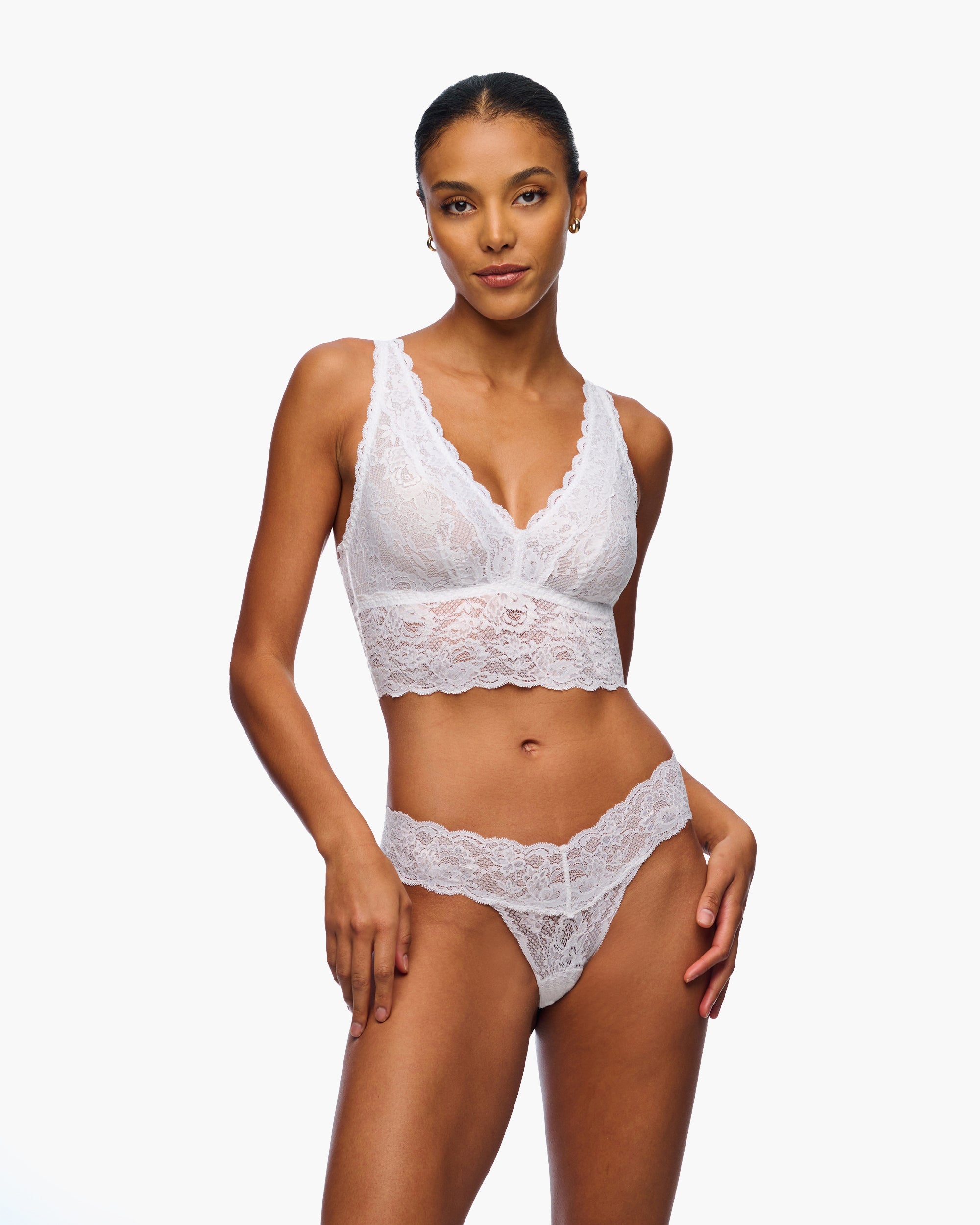 Blanc Bralette - Never Say Never Brassière Décolleté Plongeant Longline