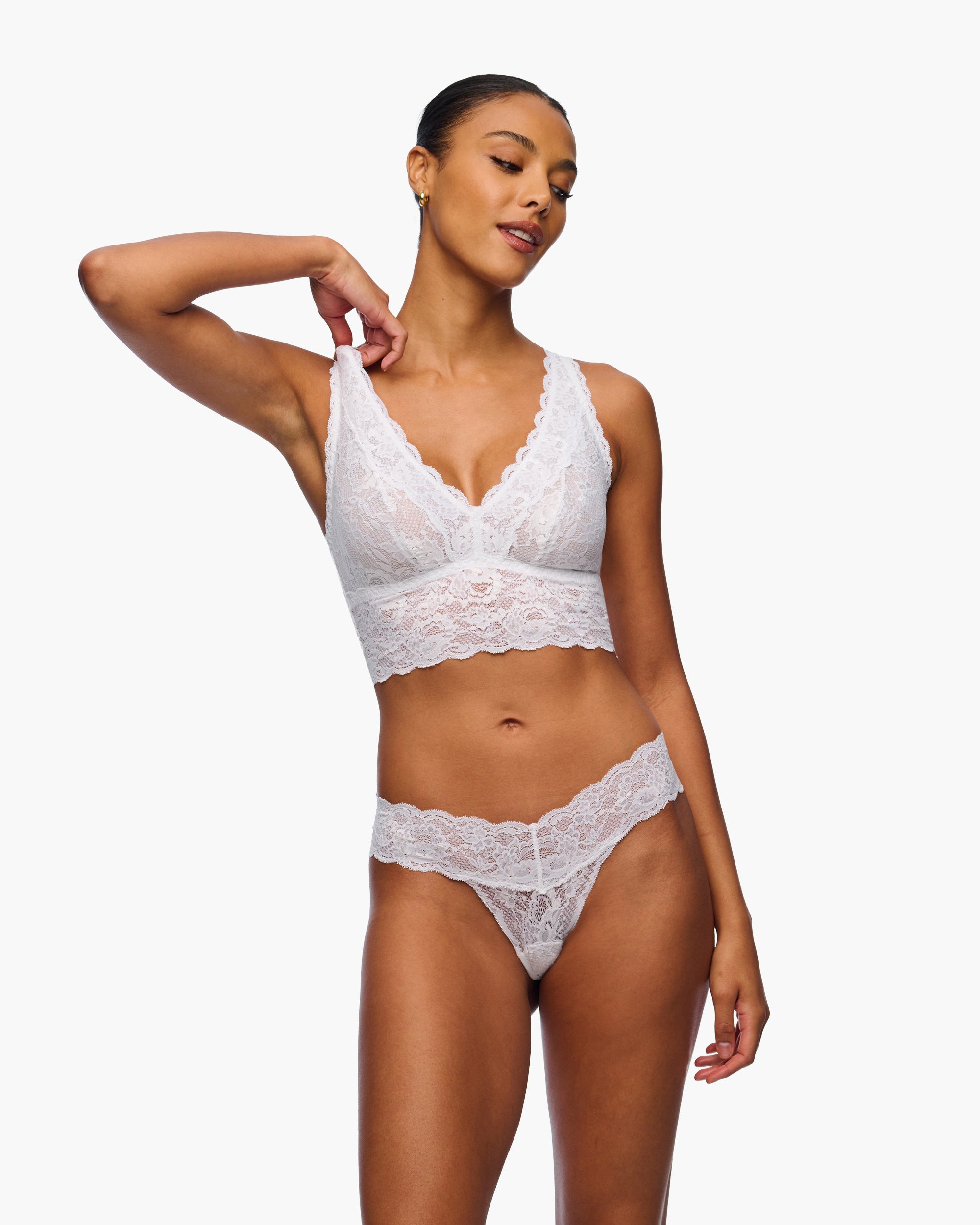 Blanc Bralette - Never Say Never Brassière Décolleté Plongeant Longline