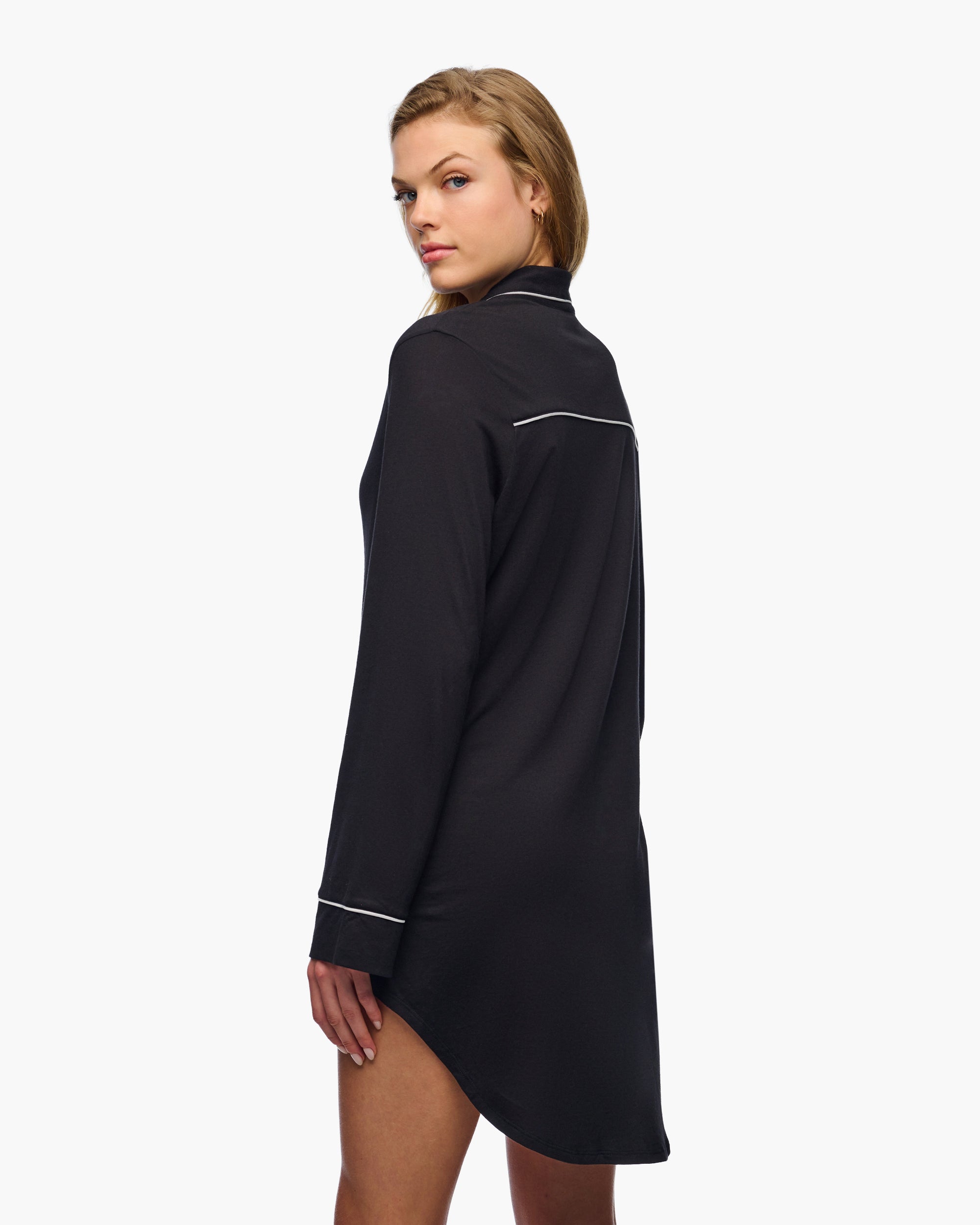Nero Maglie - Pima Lusso Camicia Da Notte