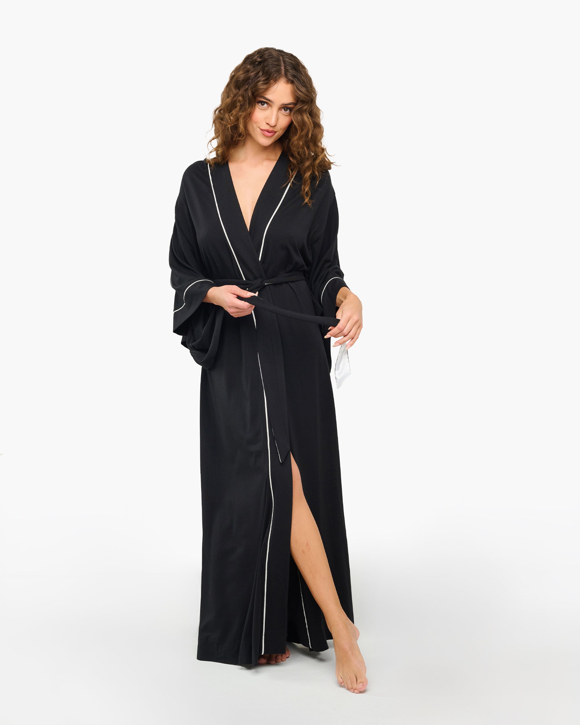 Negro Kimonos Estilo Caftán - Pima Lusso Bata Estilo Kimono
