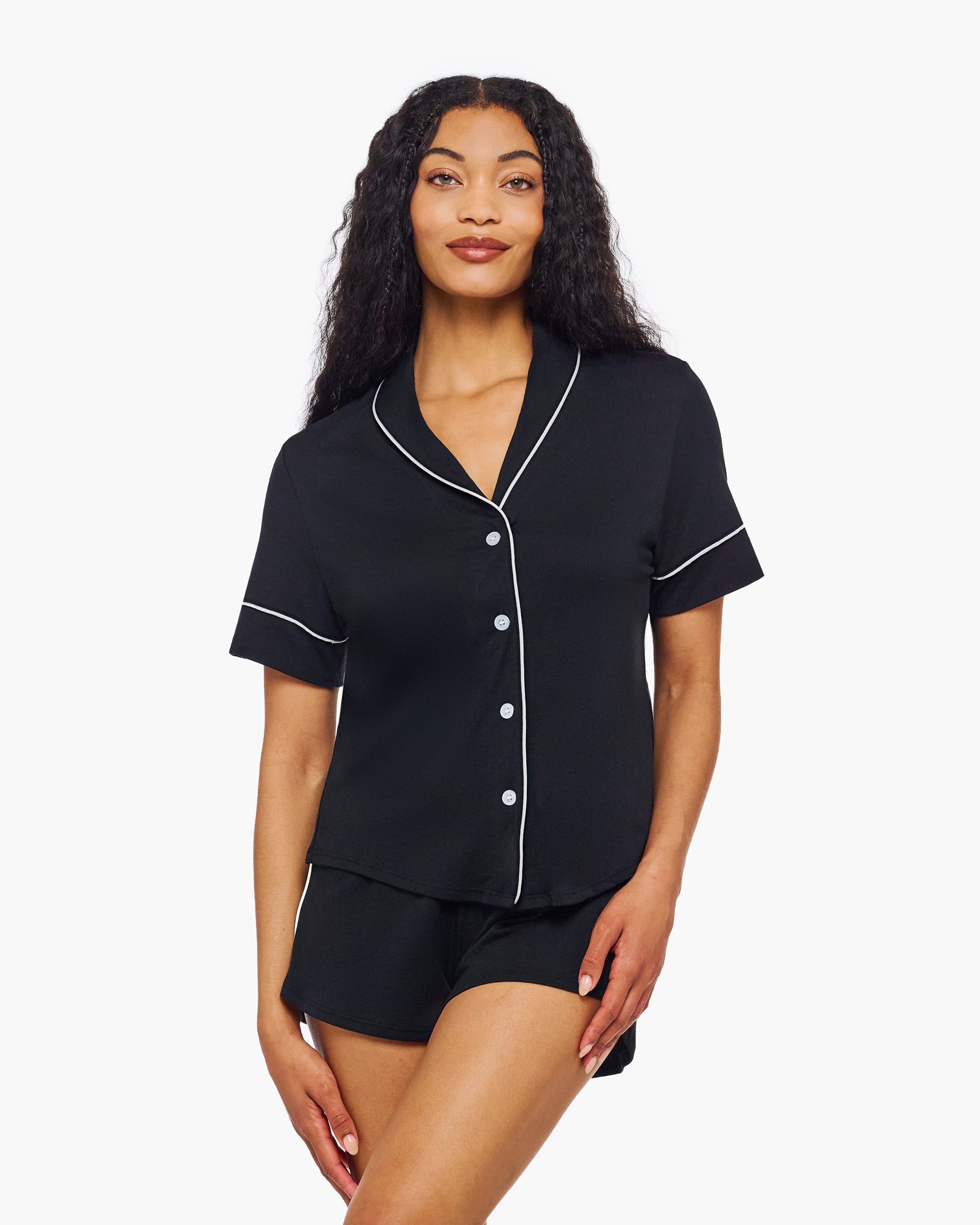 Schwarz Set - Pima Lusso Set Aus Kurzarm-Top Und Boxershorts