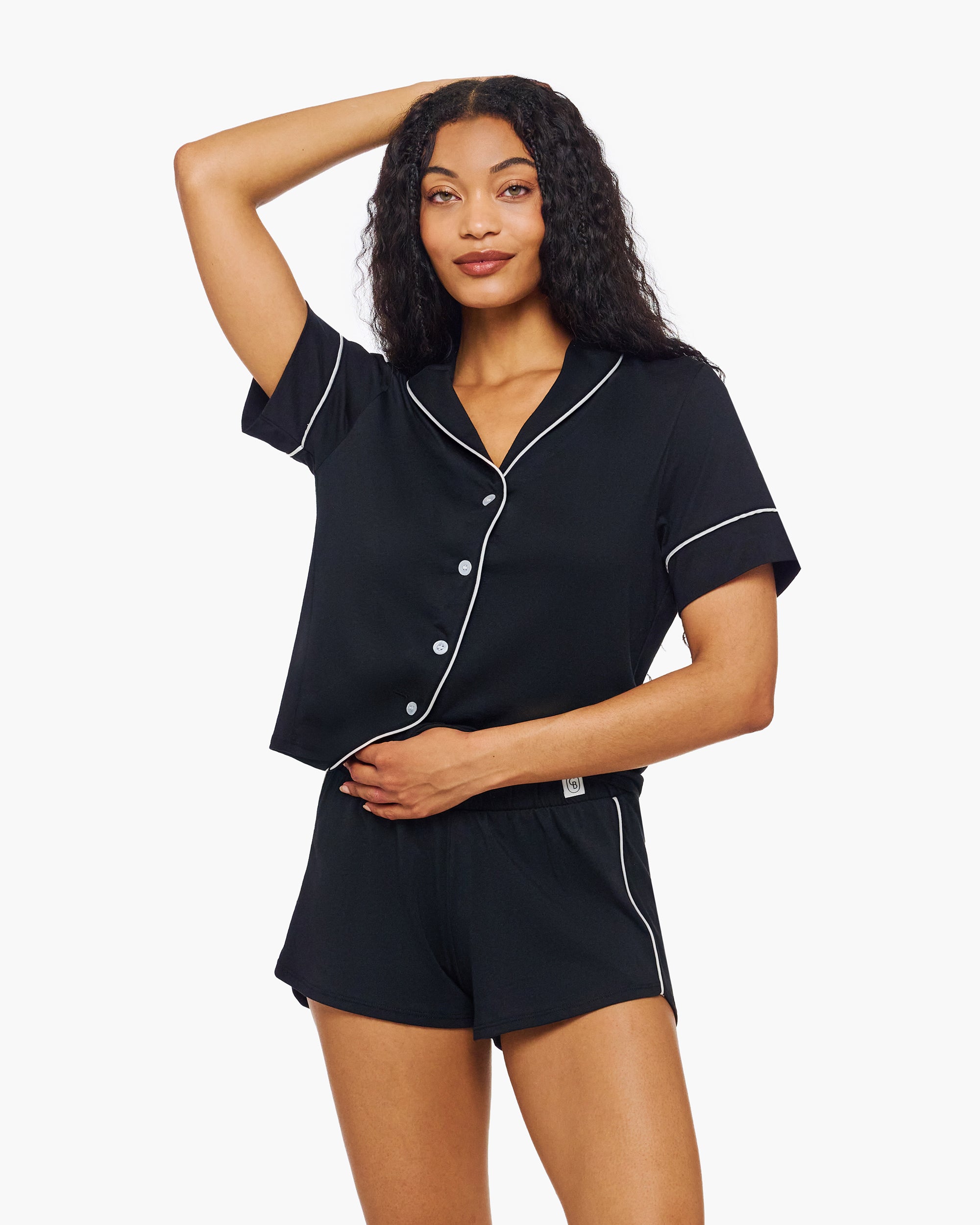 Schwarz Set - Pima Lusso Set Aus Kurzarm-Top Und Boxershorts