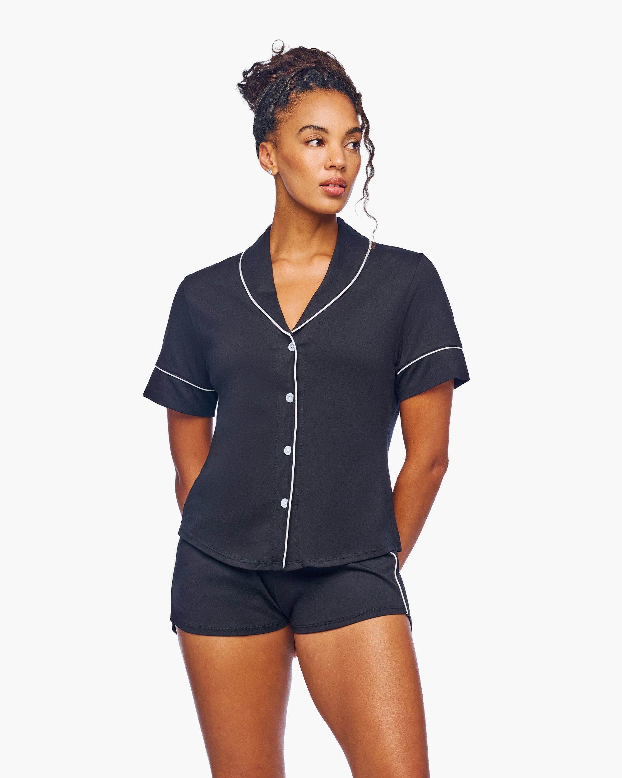 Noir Ensemble - Bella Lusso Ensemble Pyjama Manches Courtes Et Short