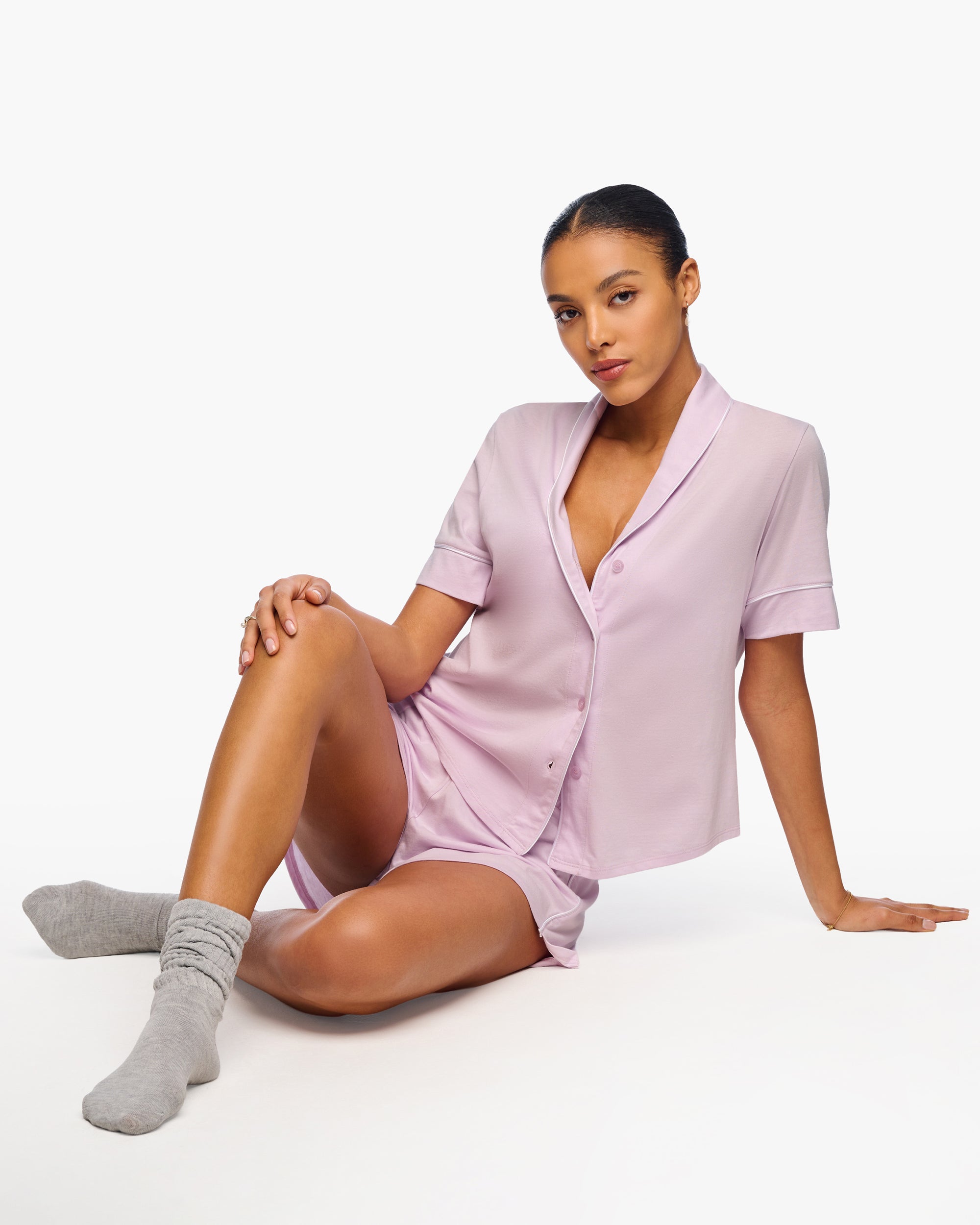 Purple Set - Bella Lusso Short Sleeve Pajama Short Sleepwear Set