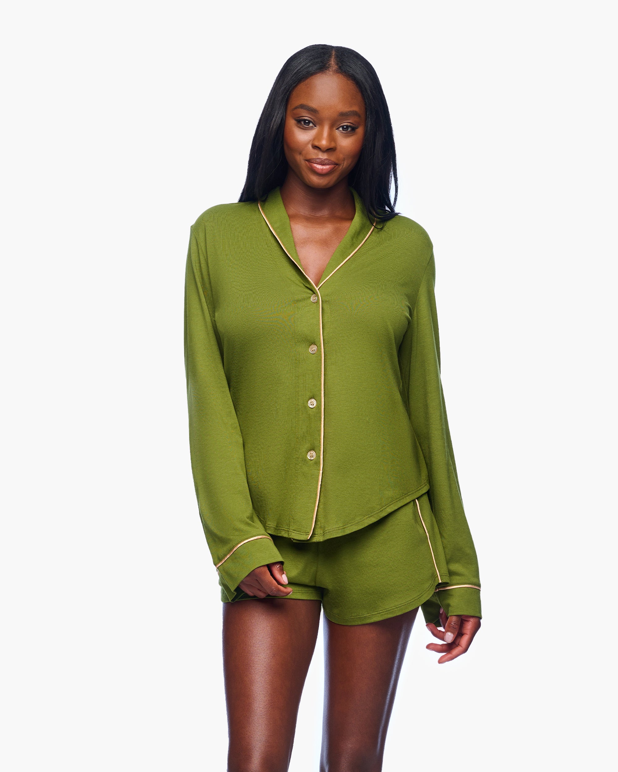 Verde Set - Pima Lusso Pigiama Top Lungo E Boxer