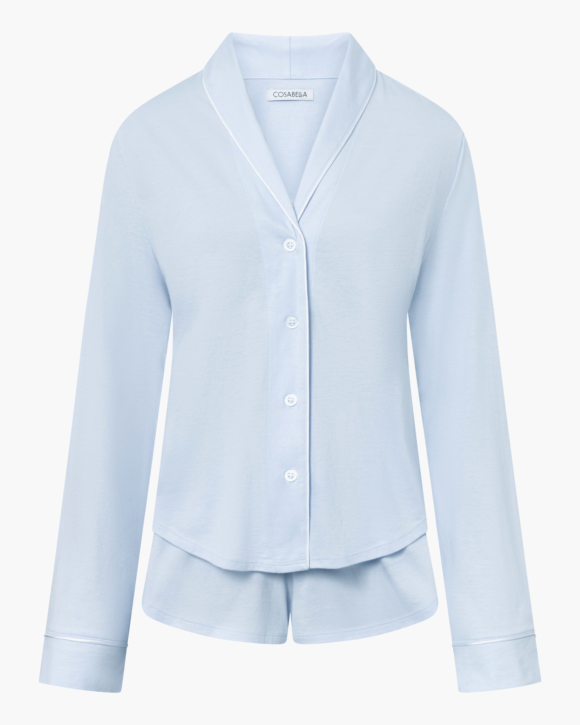 Blau Set - Pima Lusso Set Aus Langarm-Top Und Boxershorts