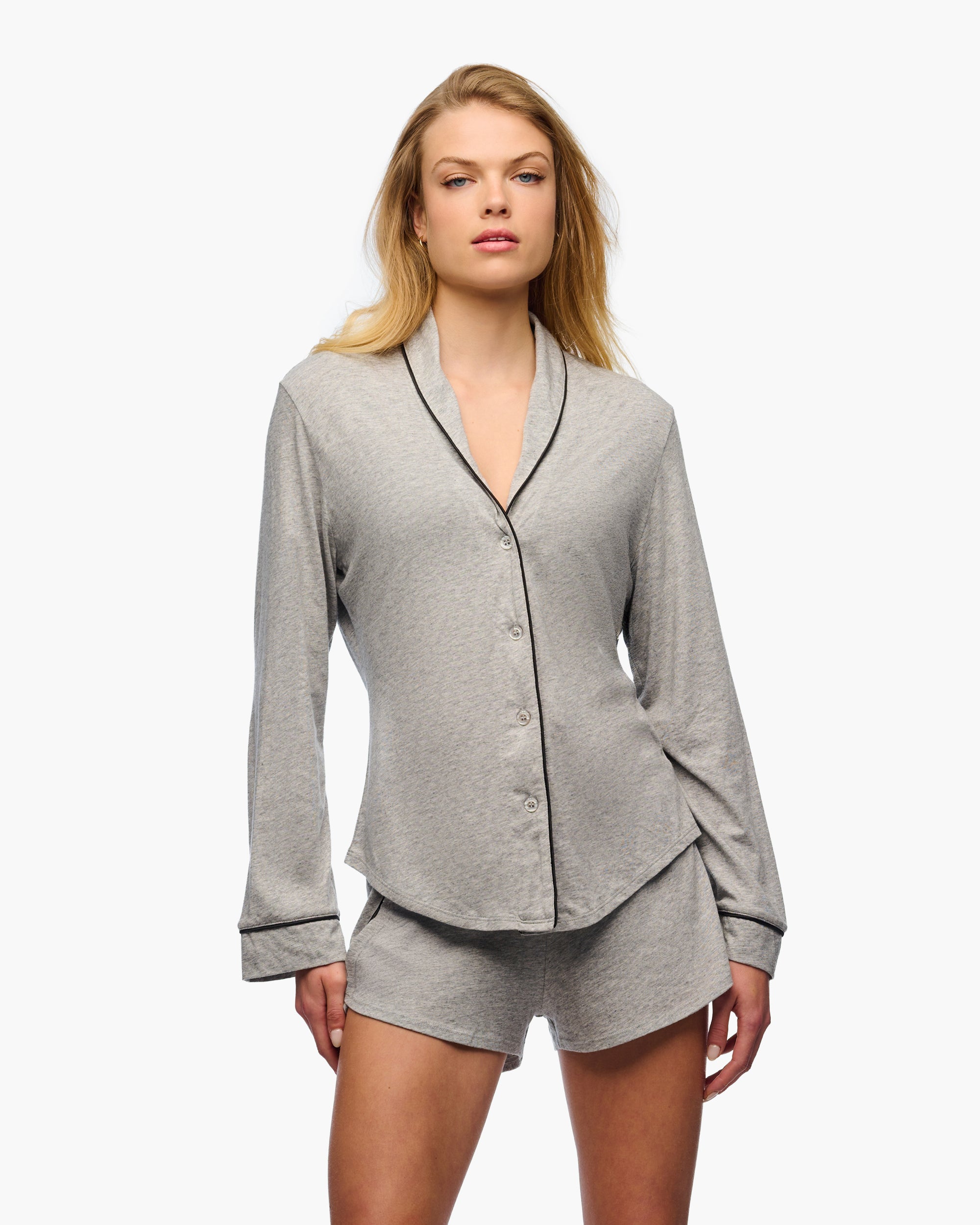 Grise Ensemble - Bella Lusso Ensemble Haut À Manches Longues Et Short Boxer