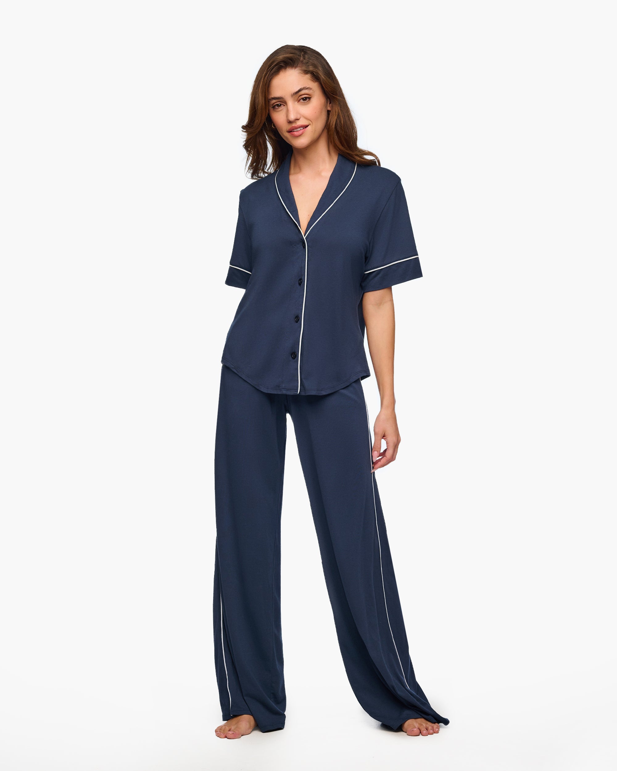 Blue Set - Bella Lusso Short Sleeve Top & Pant Set