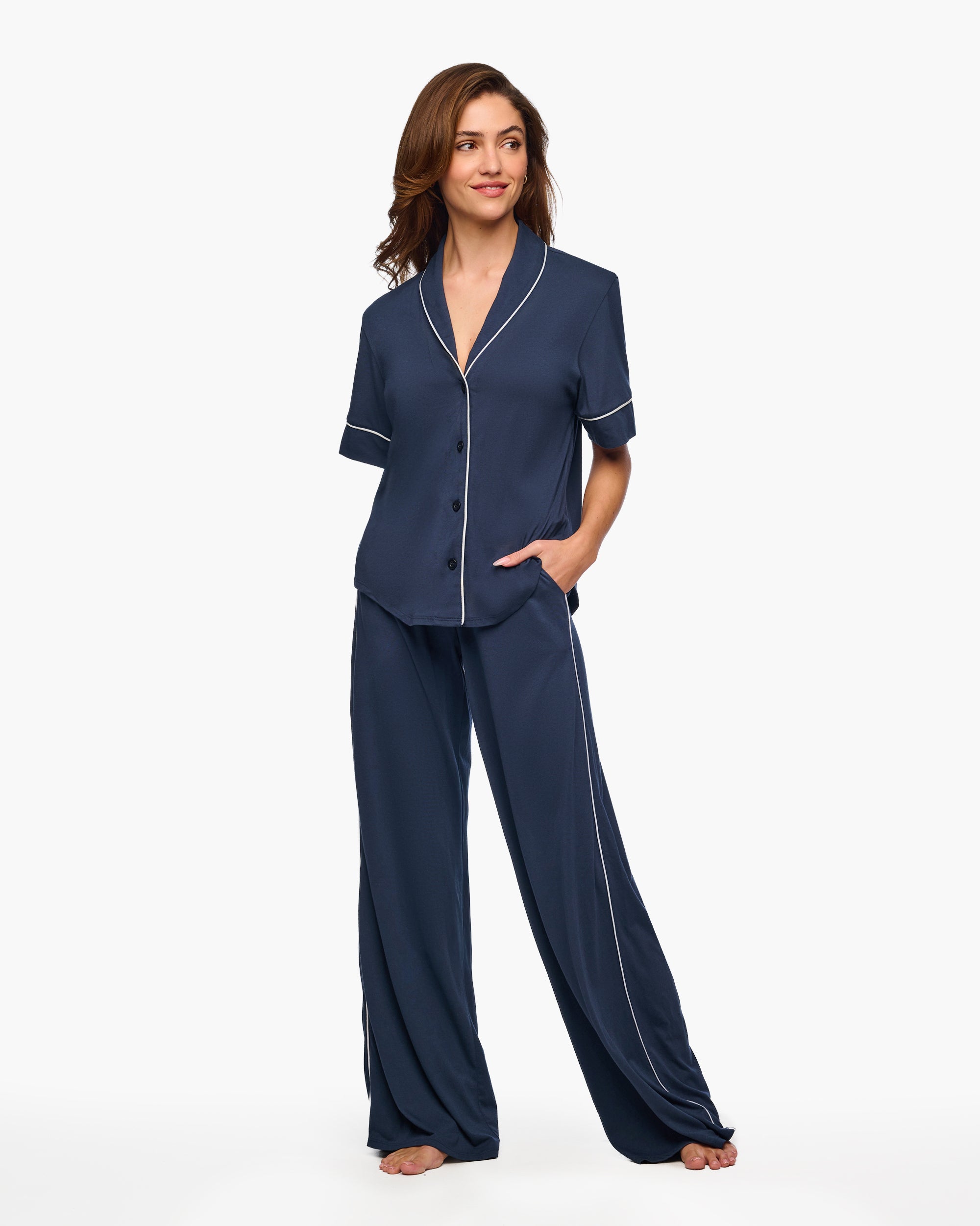 Blue Set - Bella Lusso Short Sleeve Top & Pant Set