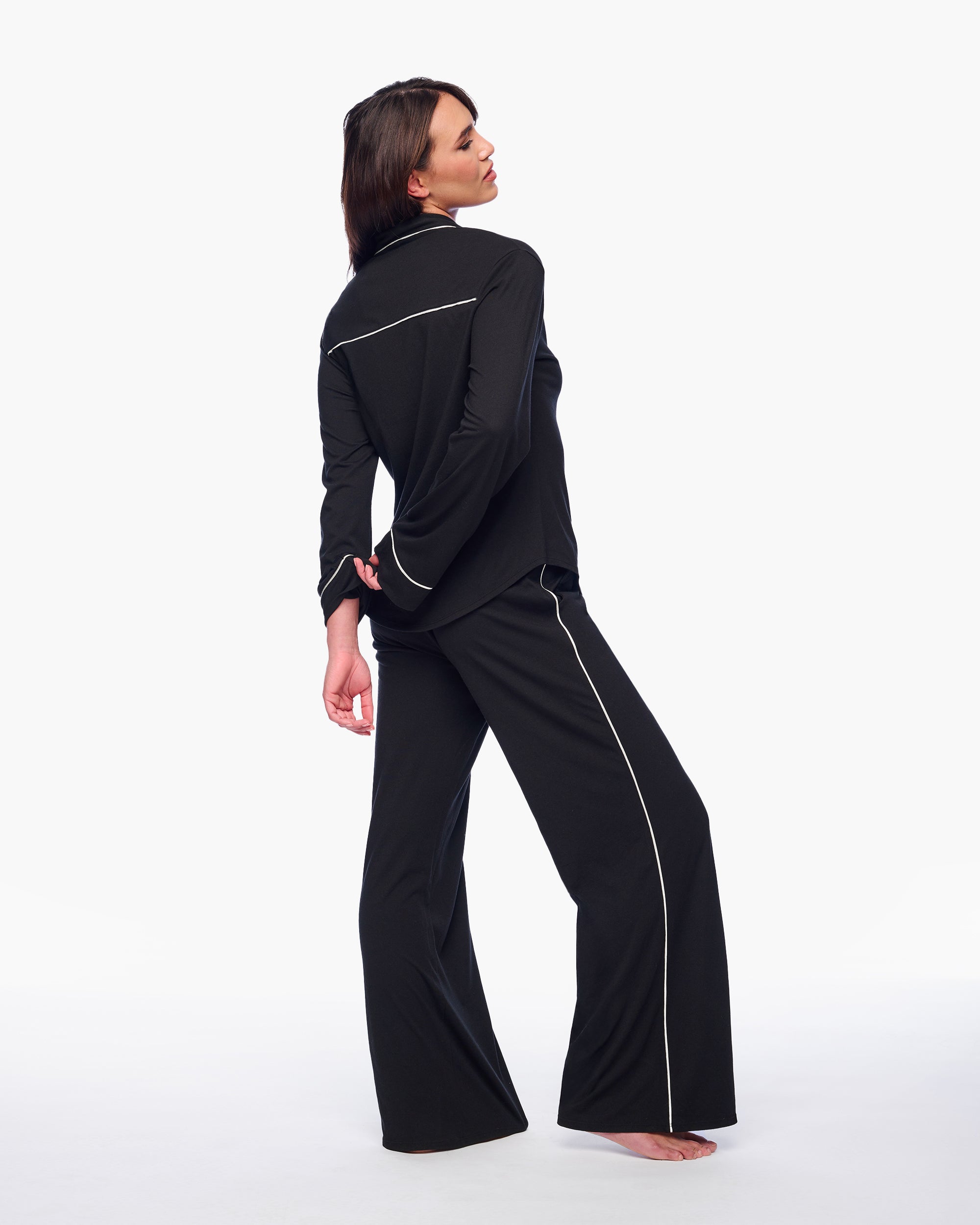 Schwarz Set - Pima Lusso Set Aus Langarm-Top Und Hose