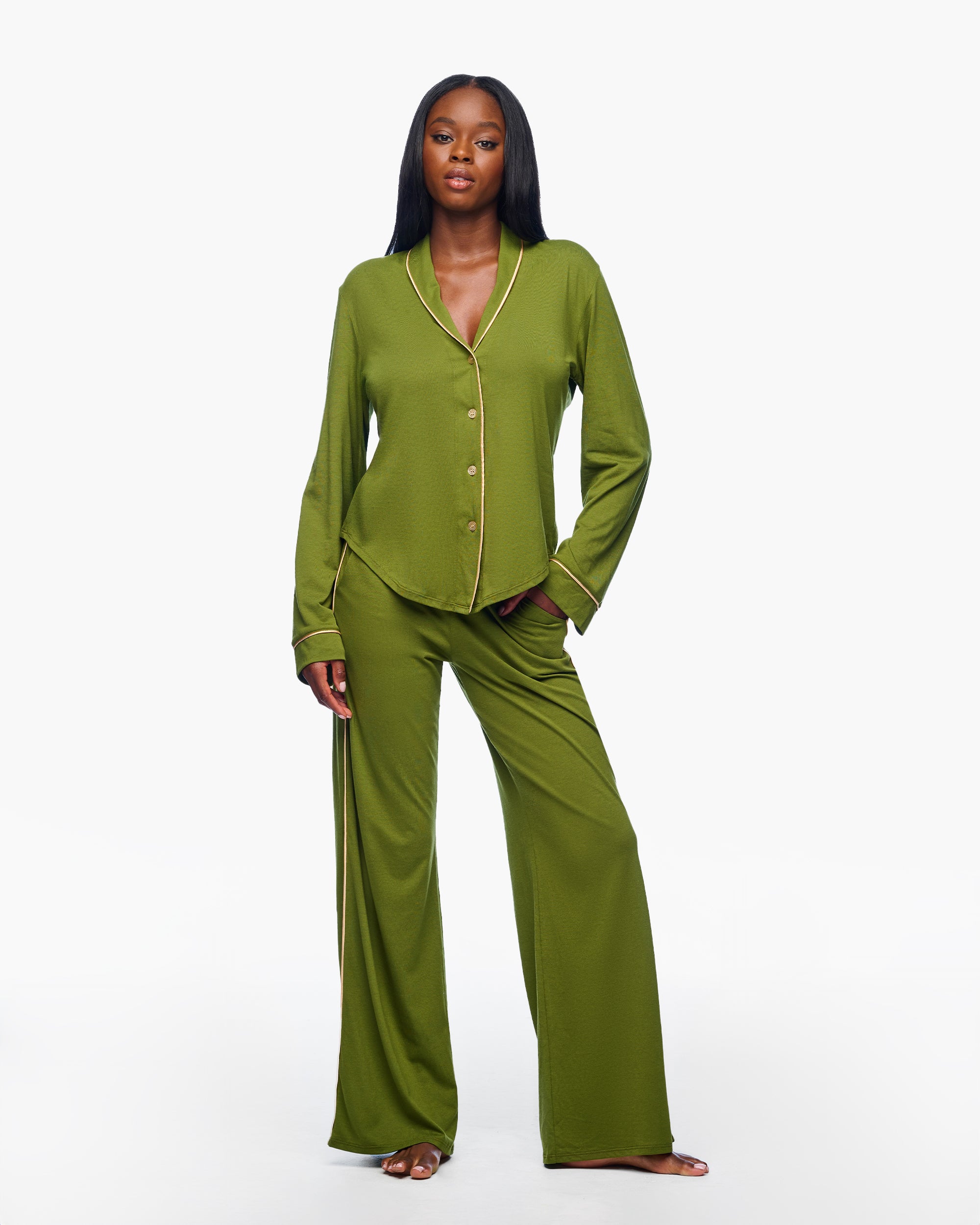 Verde Set - Pima Lusso Pigiama Completo Lungo