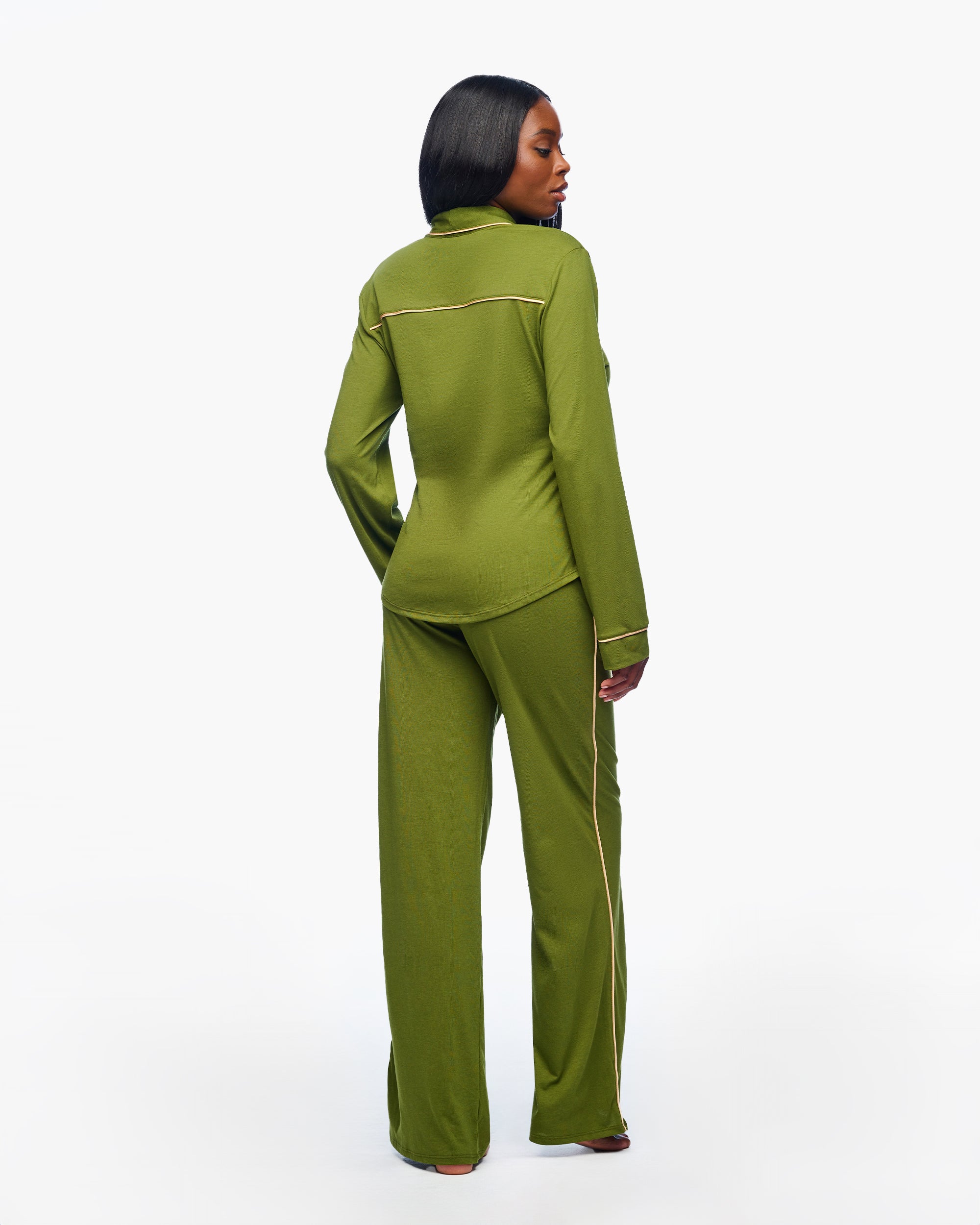 Green Set - Pima Lusso Long Sleeve Top & Pant Pajama Set