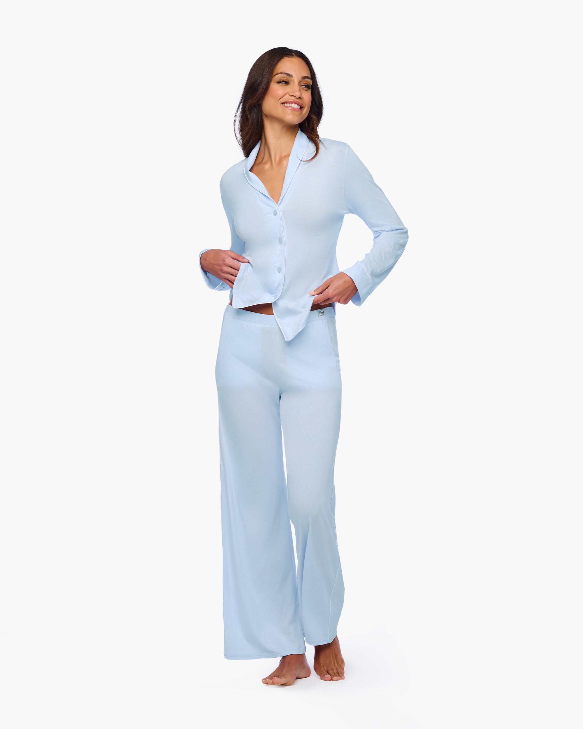 Bleue Ensemble - Pima Lusso Pyjama Complet Manches Longues