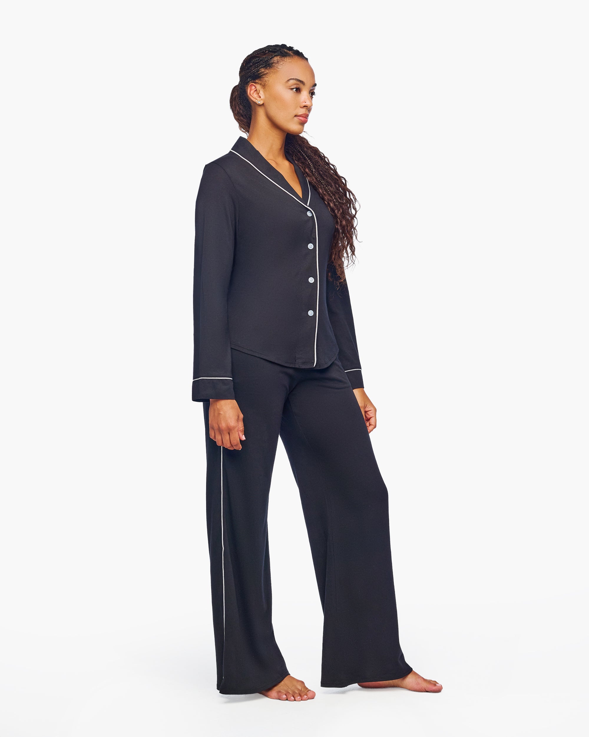 Nero Set - Bella Lusso Set Pigiama Manica Lunga E Pantalone
