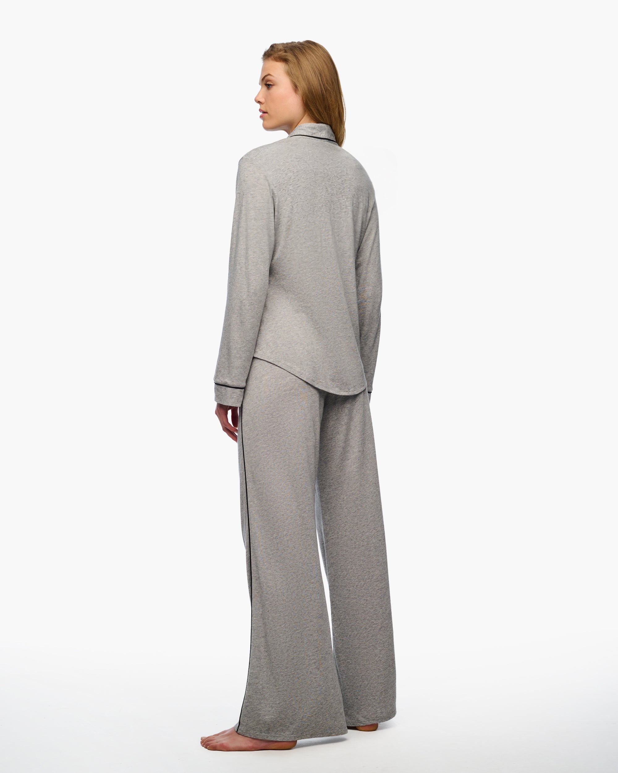 Gray Set - Bella Lusso Long Sleeve Pajama Pant Set Sleepwear