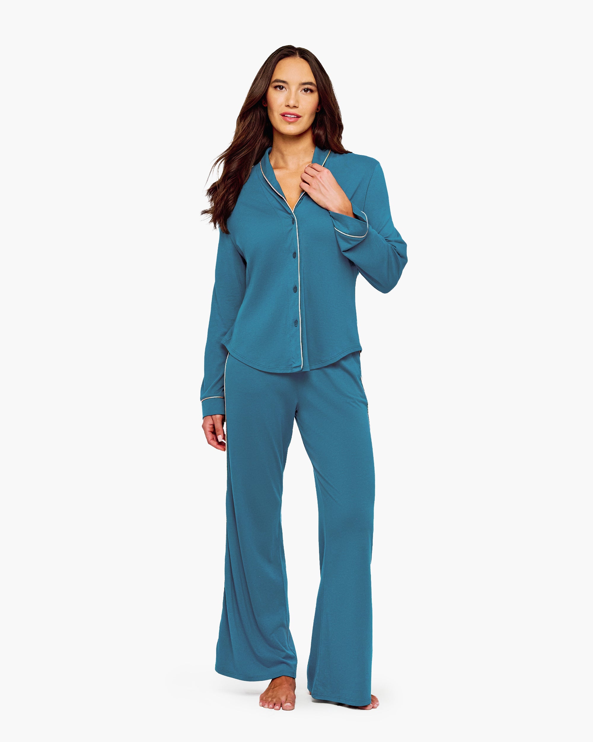 Blue Set - Bella Lusso Long Sleeve Pajama Pant Set Sleepwear
