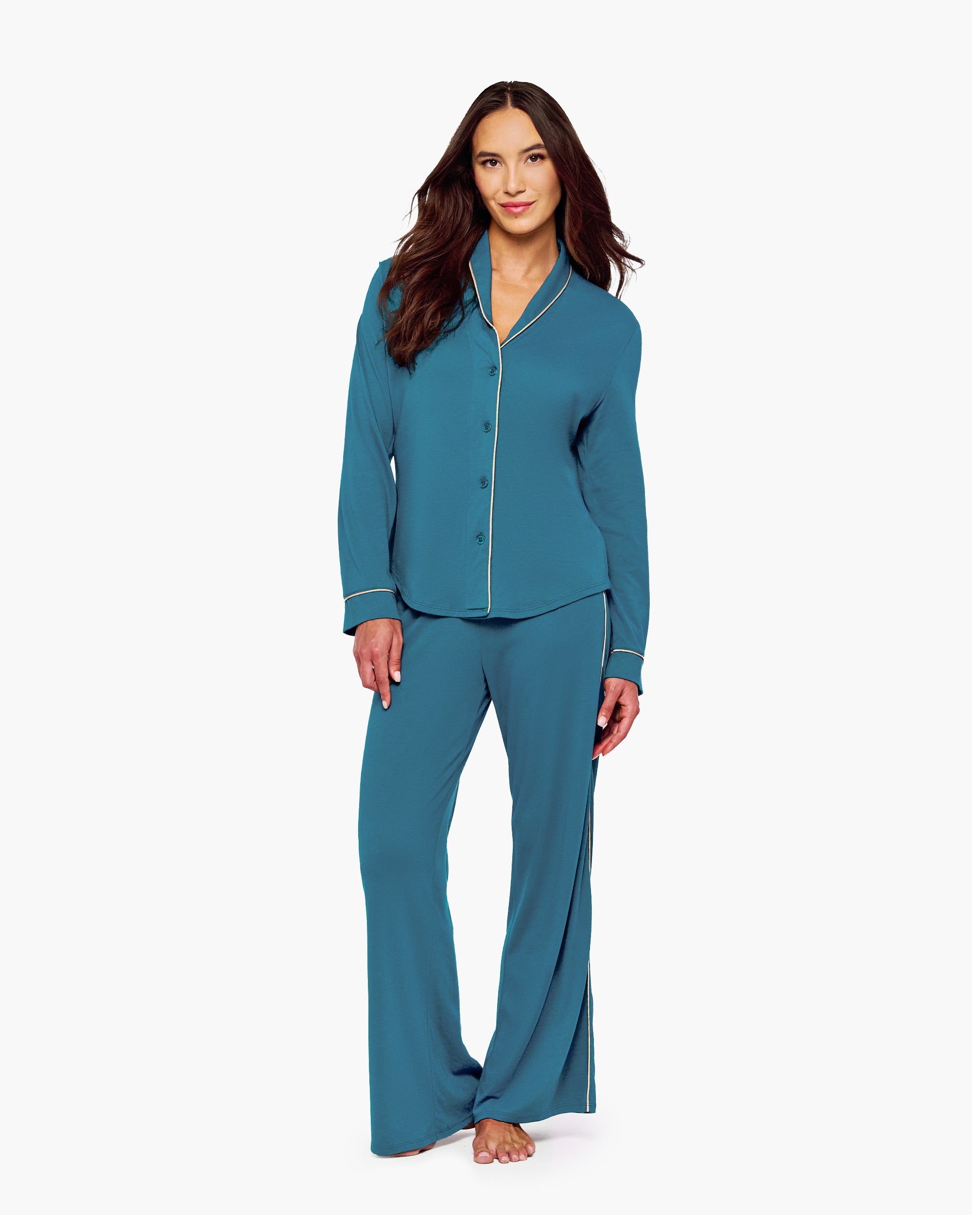 Blue Set - Bella Lusso Long Sleeve Pajama Pant Set Sleepwear