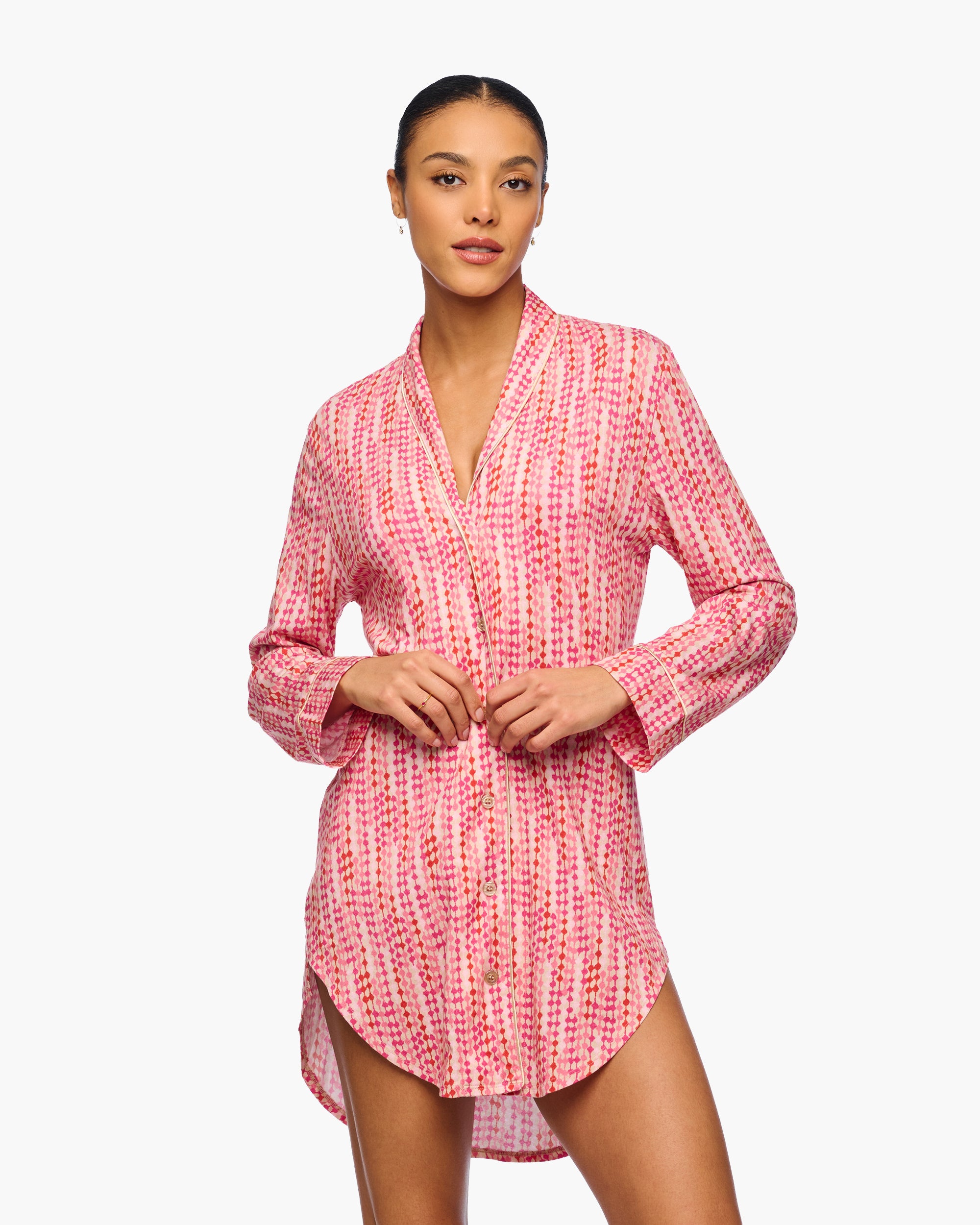 Rose Chemise - Pima Lusso Printed Chemise De Nuit Imprimée