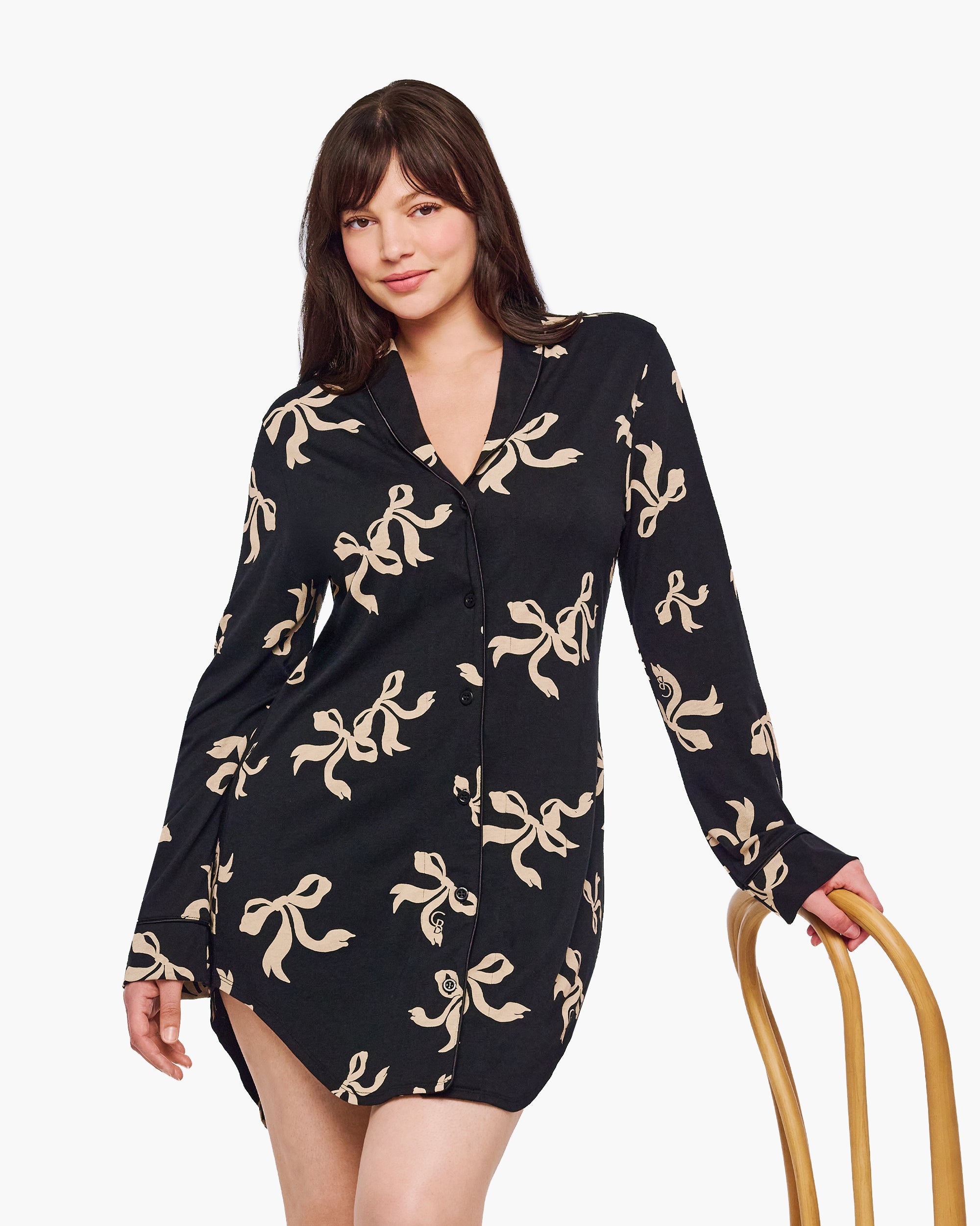 Schwarz Shirt - Bella Lusso Printed Bedrucktes Nachthemd