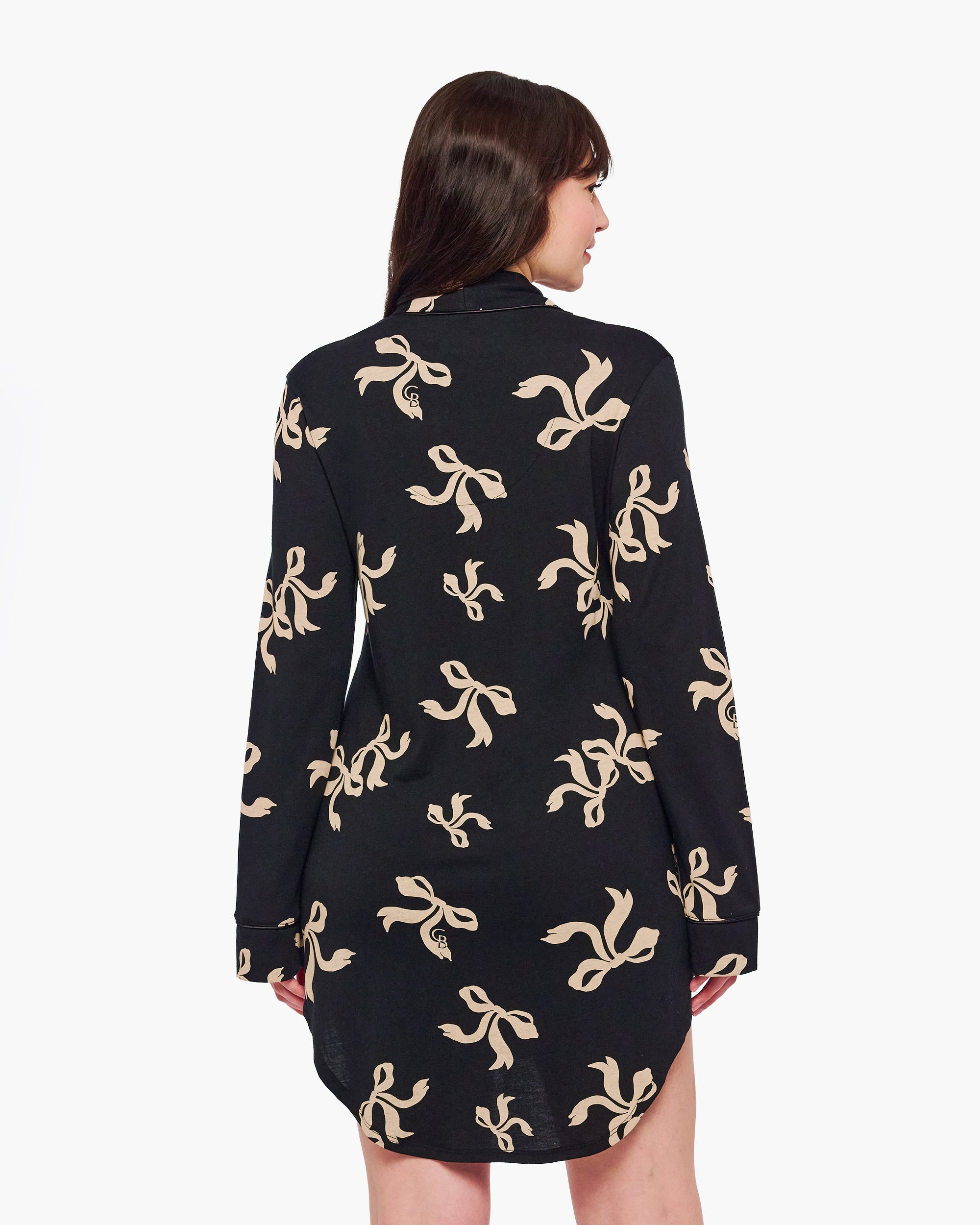Black Shirt - Bella Lusso Printed Sleepshirt