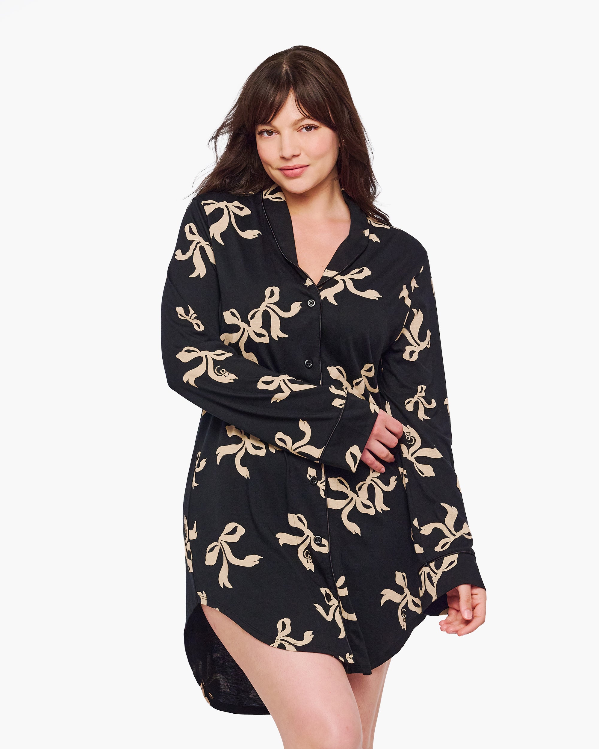 Black Shirt - Bella Lusso Printed Sleepshirt