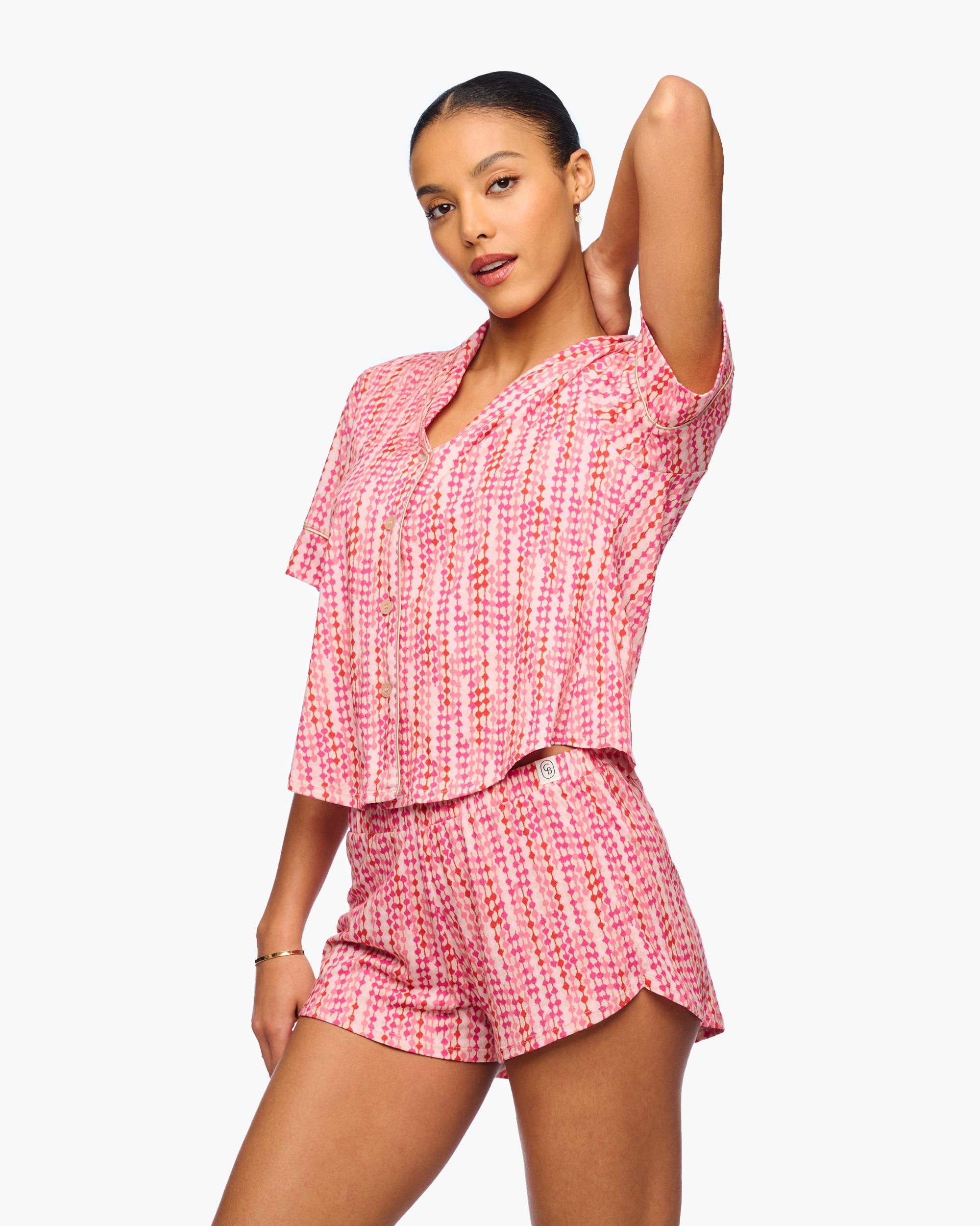 Rosa Set - Pima Lusso Printed Set Aus Kurzarm-Top Und Boxershorts