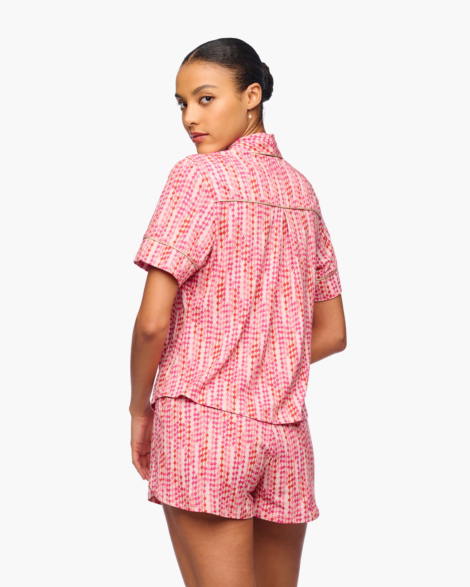 Rosa Set - Pima Lusso Printed Set Aus Kurzarm-Top Und Boxershorts