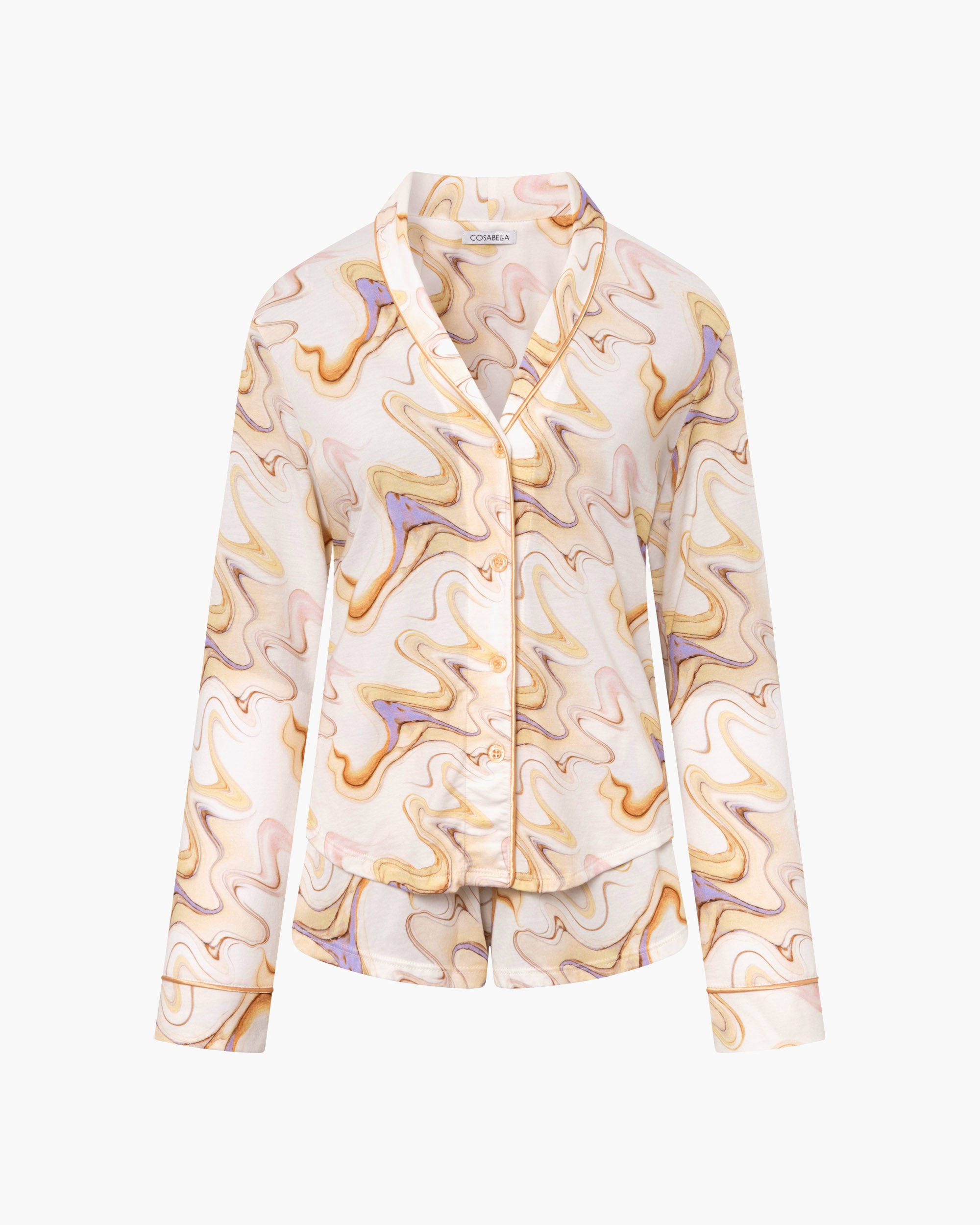 Multi Set - Pima Lusso Printed Printed Long Sleeve Top & Boxer Pajama Set