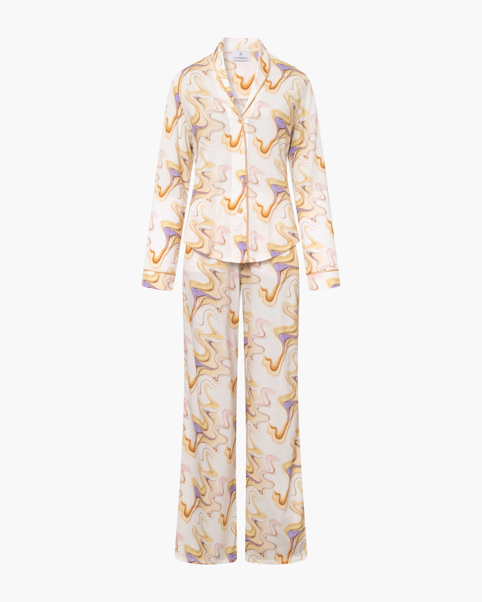 Multi Conjuntos - Pima Lusso Printed Top De Manga Larga Estampado & Conjunto De Pijama Con Pantalón