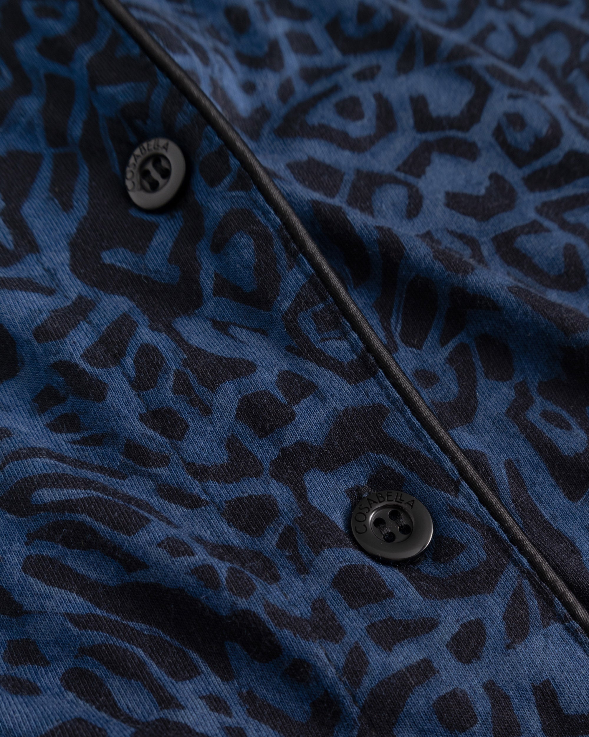 Blu Set - Pima Lusso Printed Top A Maniche Lunghe Stampato & Completo Pigiama Con Pantalone