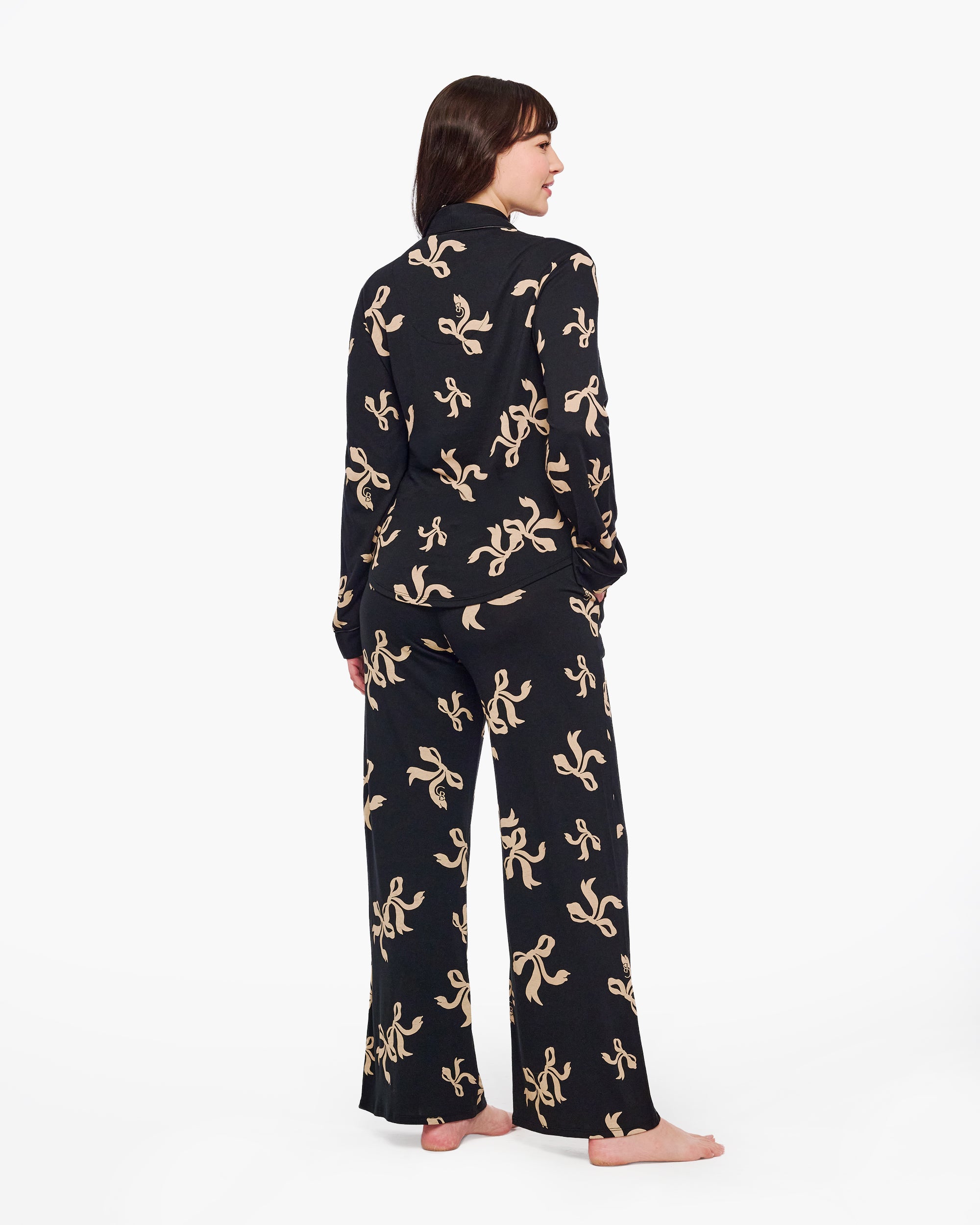 Noir Ensemble - Bella Lusso Printed Top De Manga Larga Estampado & Conjunto De Pijama Con Pantalón