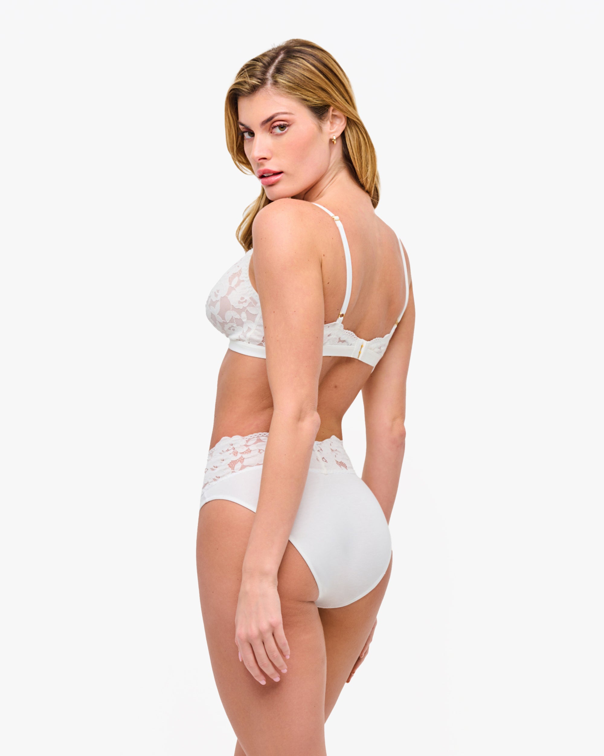 Blanc Culotte Style Bikini - Romanza Bikini Taille Haute