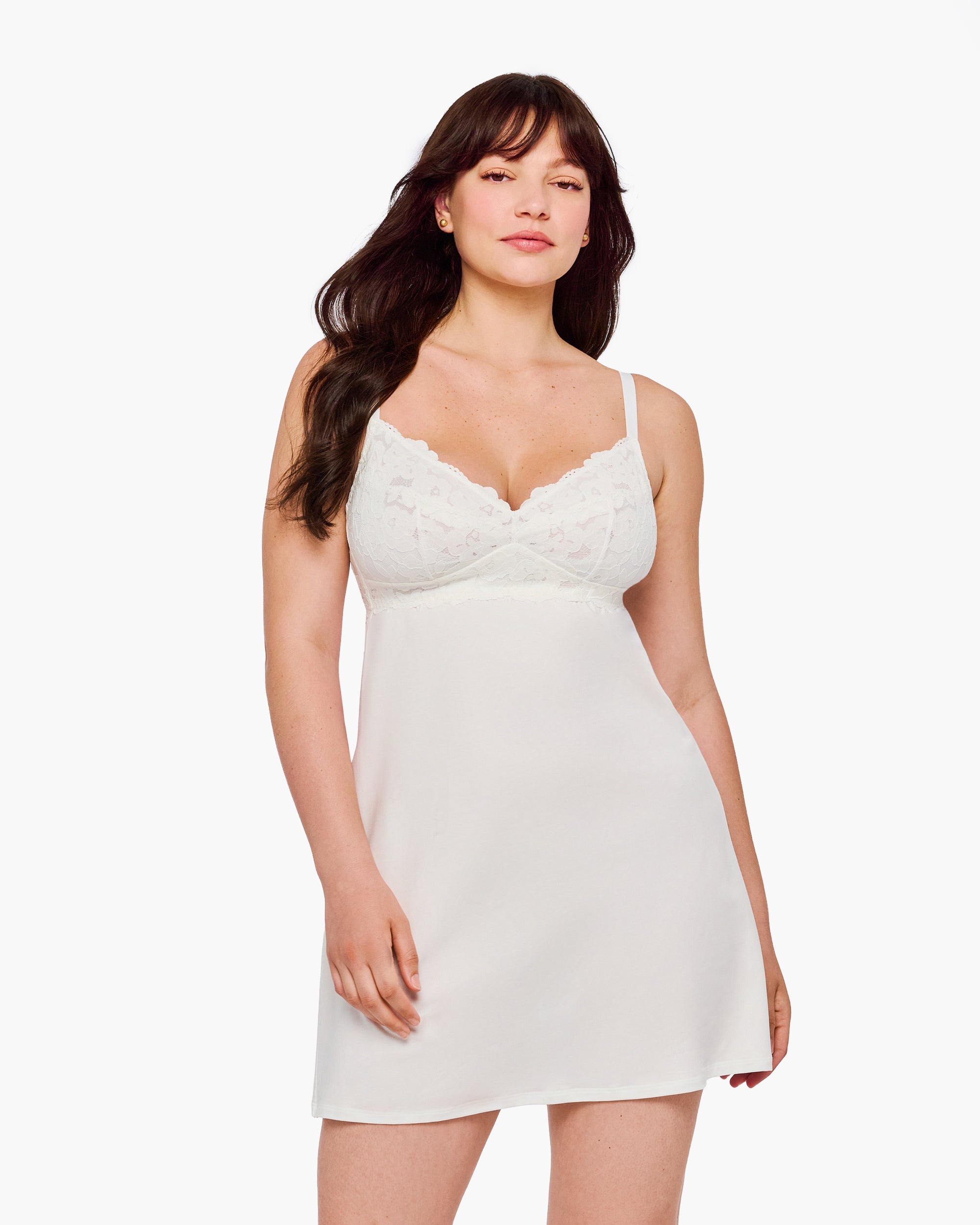 Blanc Chemise De Nuit - Romanza Curvy Chemise