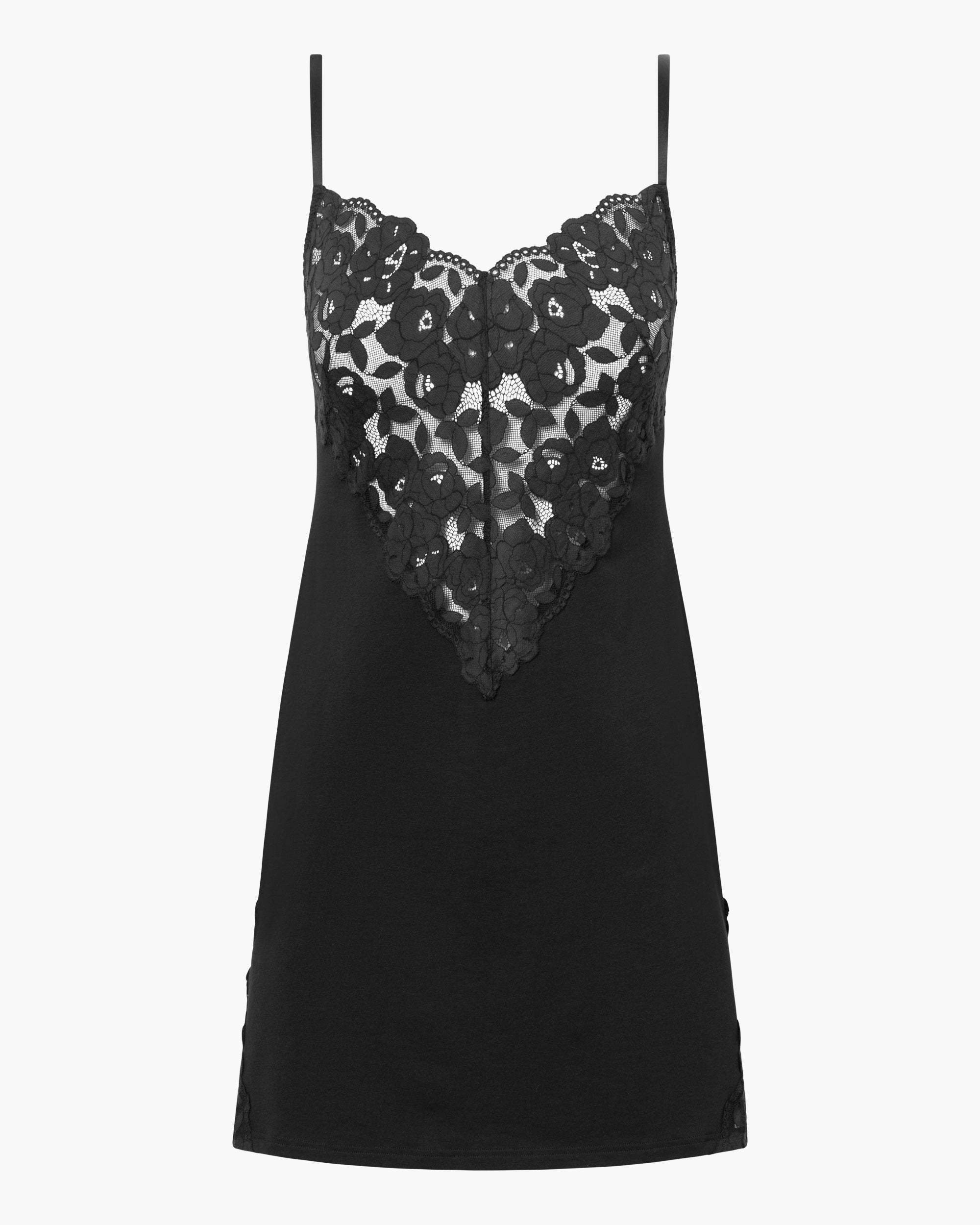 Negro Combinaciones - Romanza Camisón De Algodón