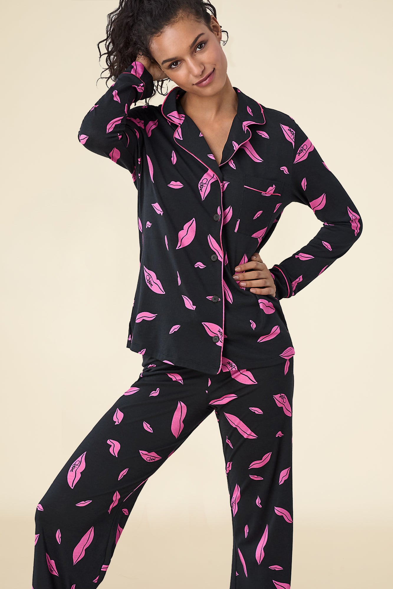 Estampado Conjuntos - DVF Bella Long Sleeve Top & Pant Pajama Set