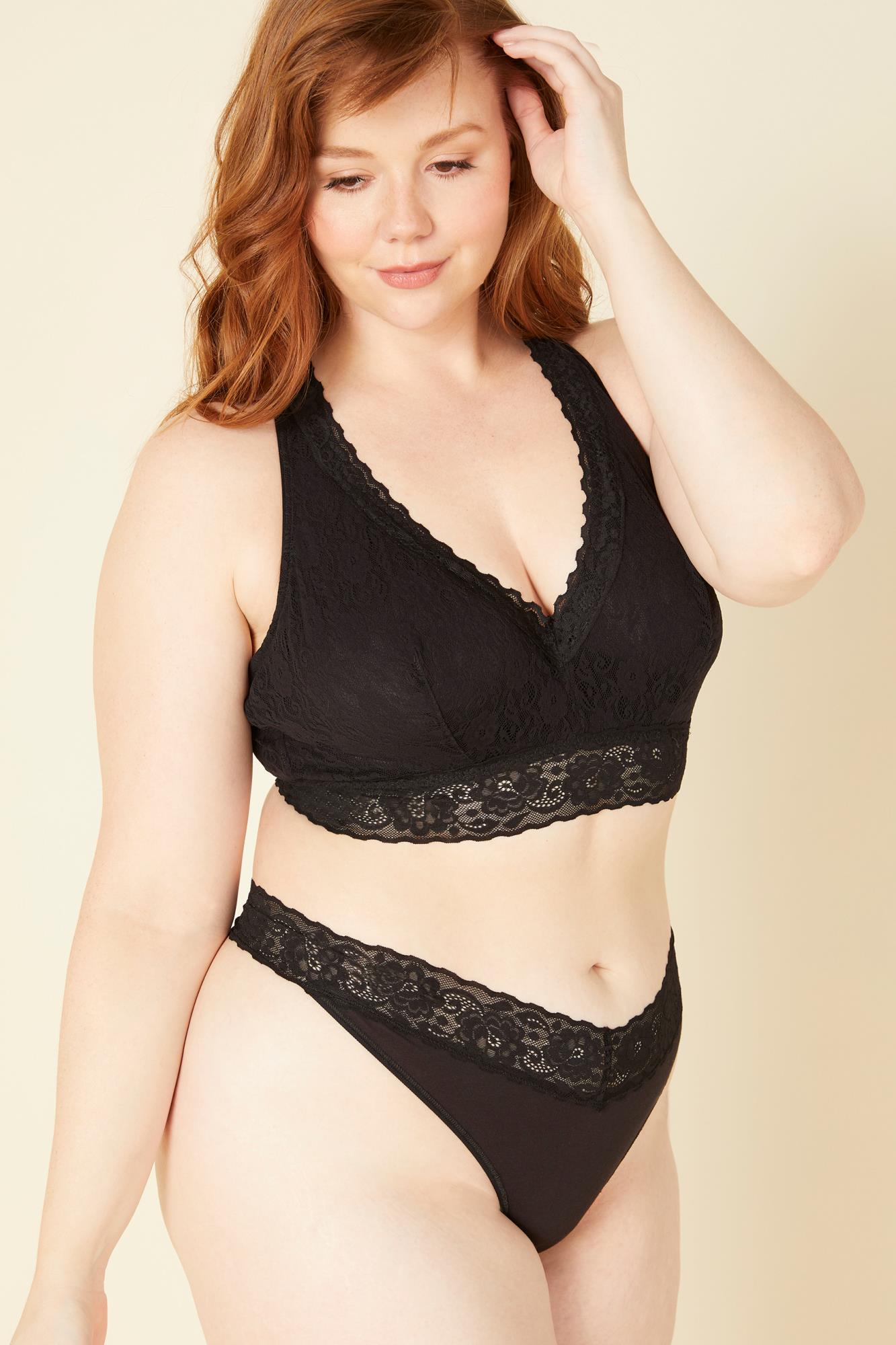 Schwarz Tanga - Cosabella Amore Adore Übergröße Tief Sitzender Tanga