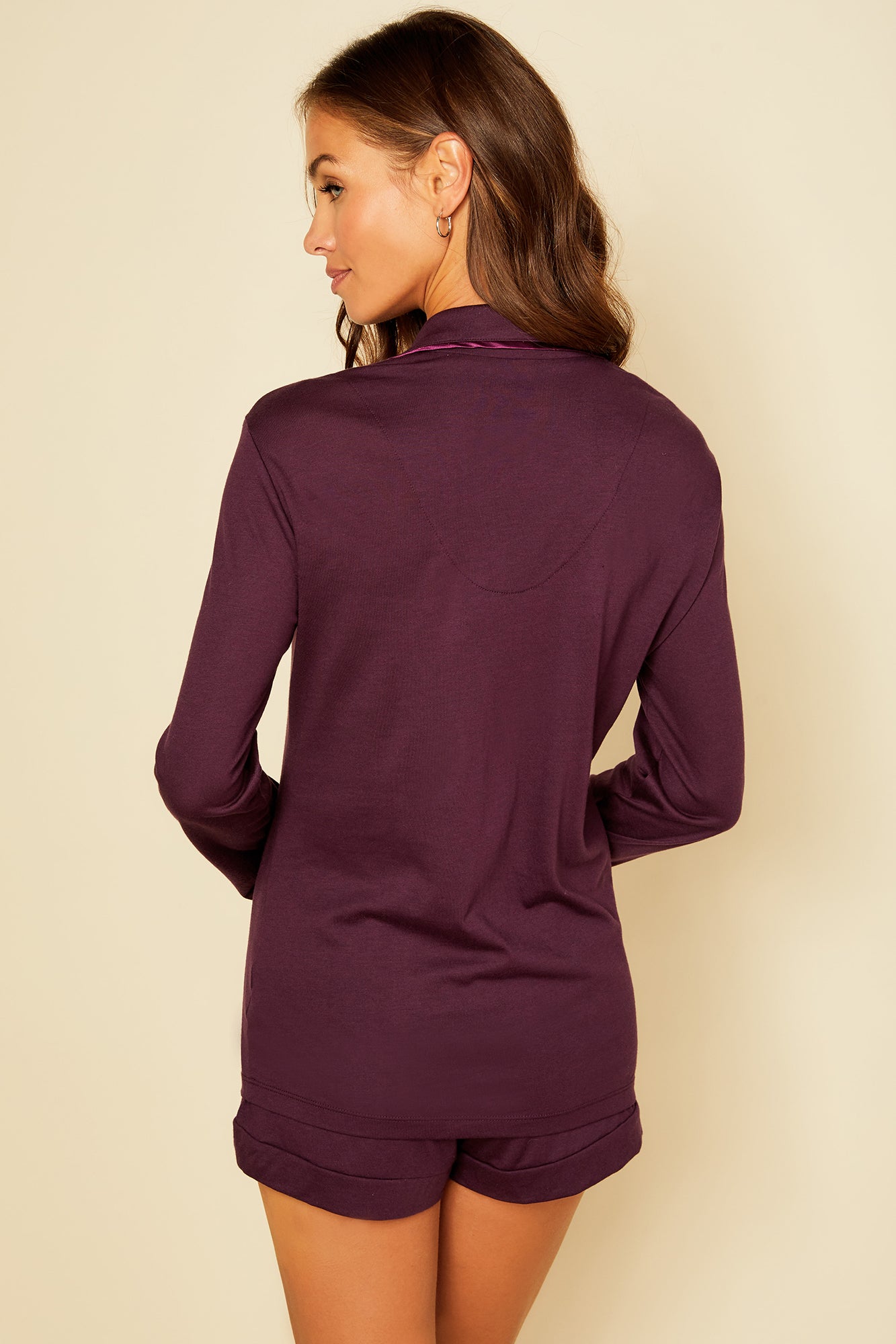 Purple Set - Bella Long Sleeve Top & Boxer Pajama Set