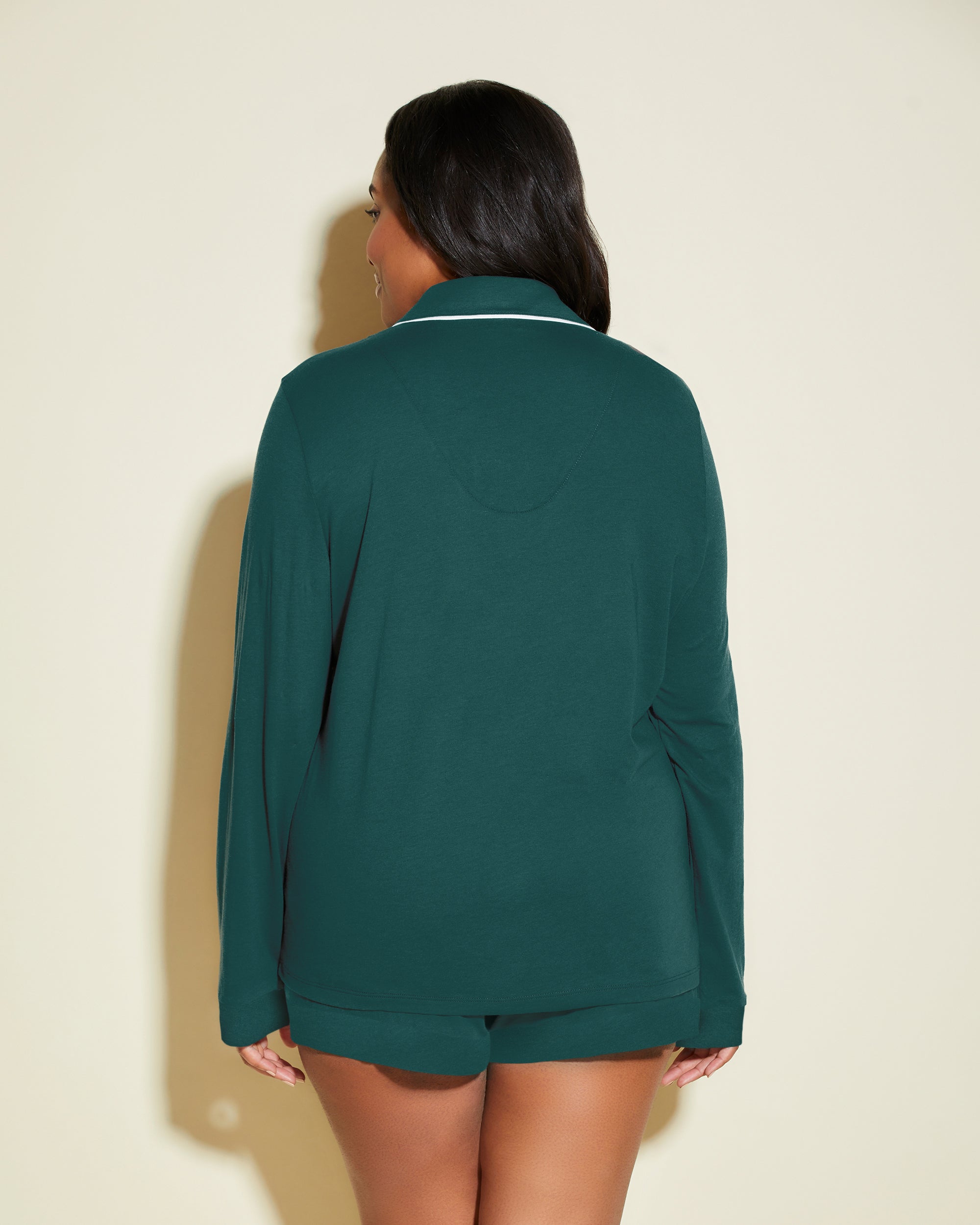 Grün Set - Bella Langärmeliges Top & Boxer Pyjama-Set