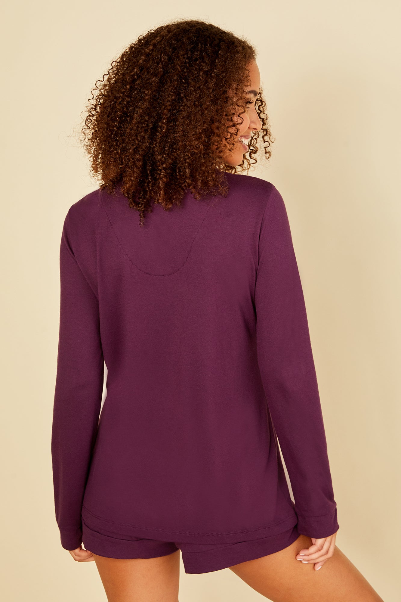 Purple Set - Bella Long Sleeve Top & Boxer Pajama Set