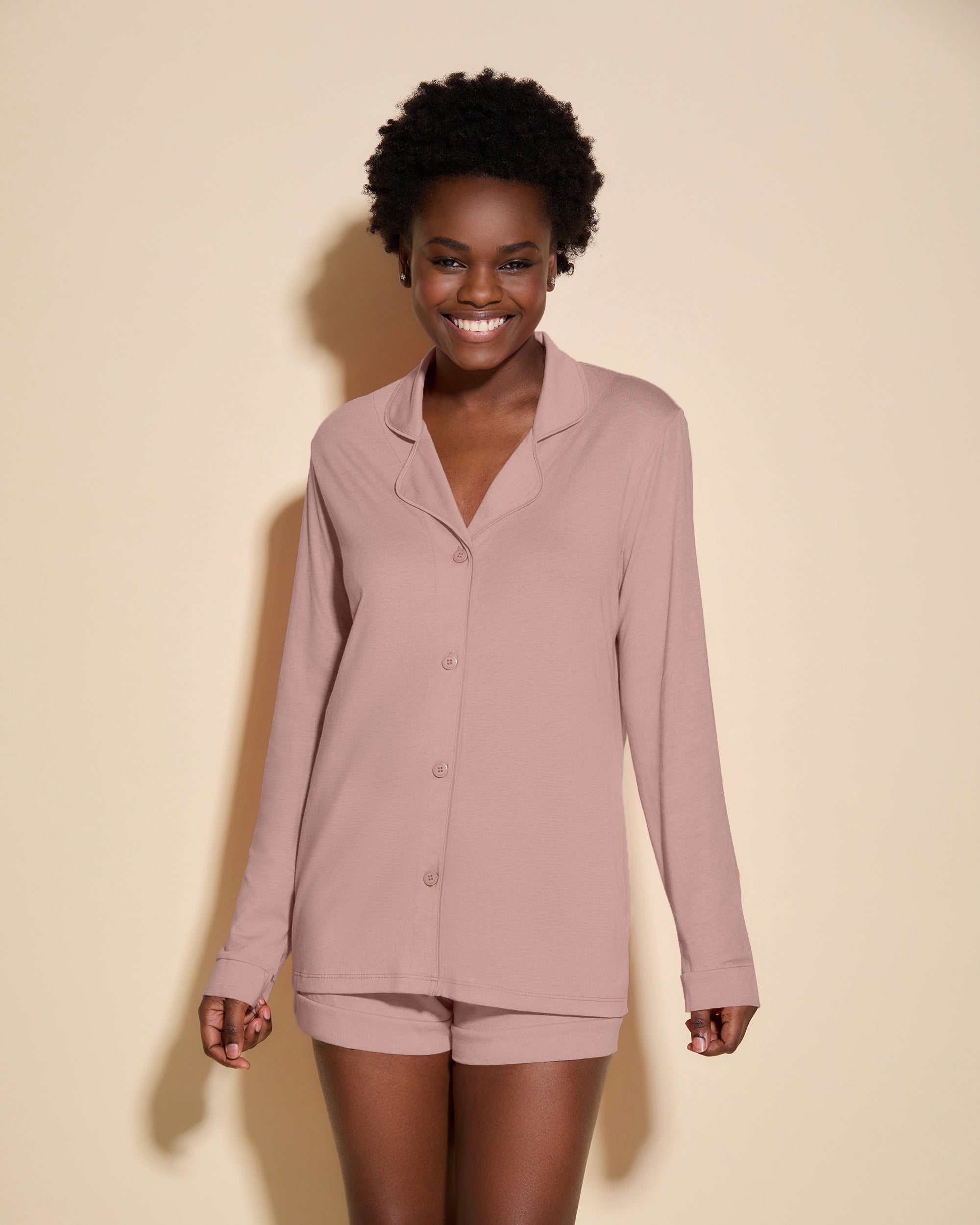 Beige Set - Bella Pigiama Con Top A Maniche Lunghe E Boxer