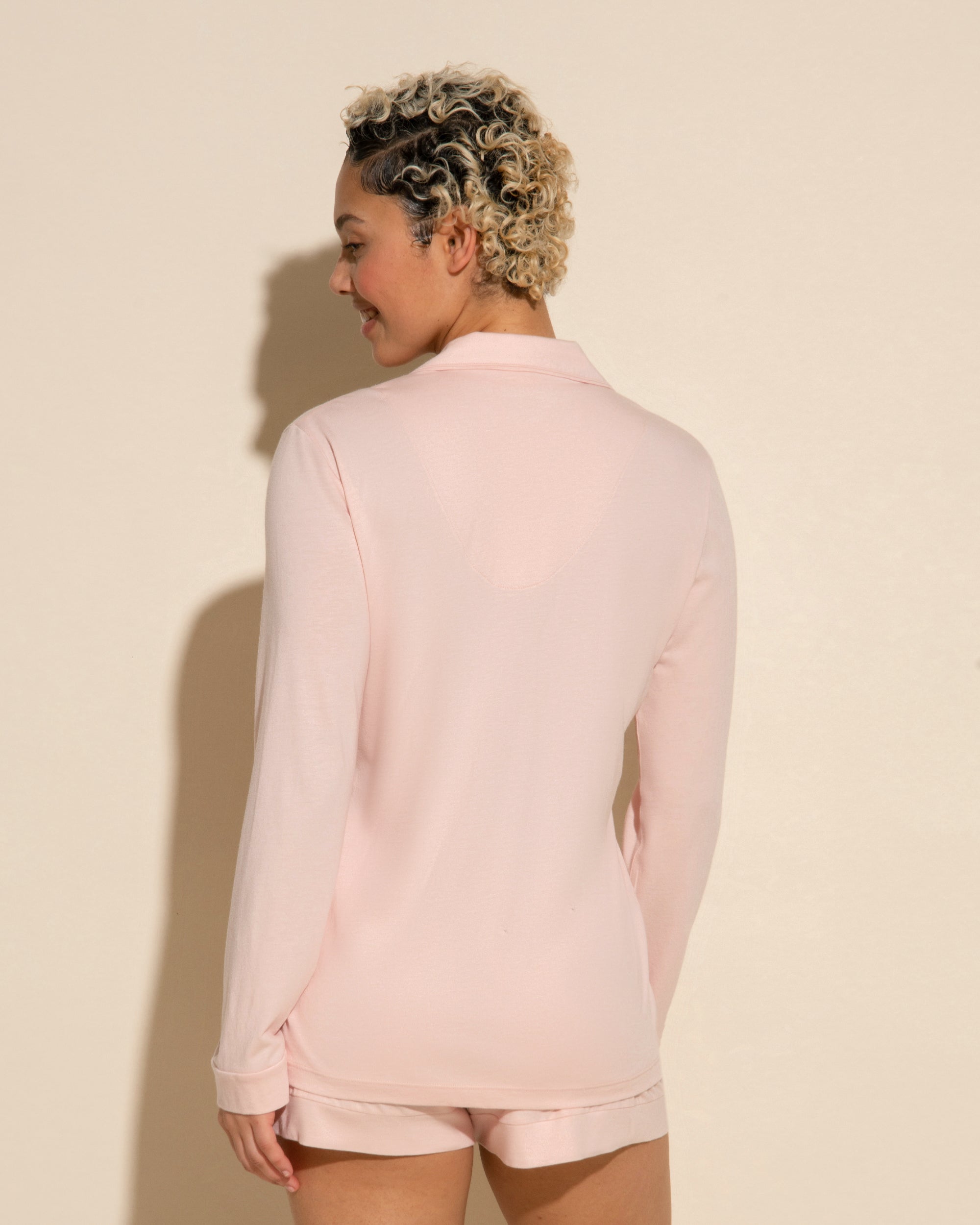 Rosa Set - Bella Langärmeliges Top & Boxer Pyjama-Set